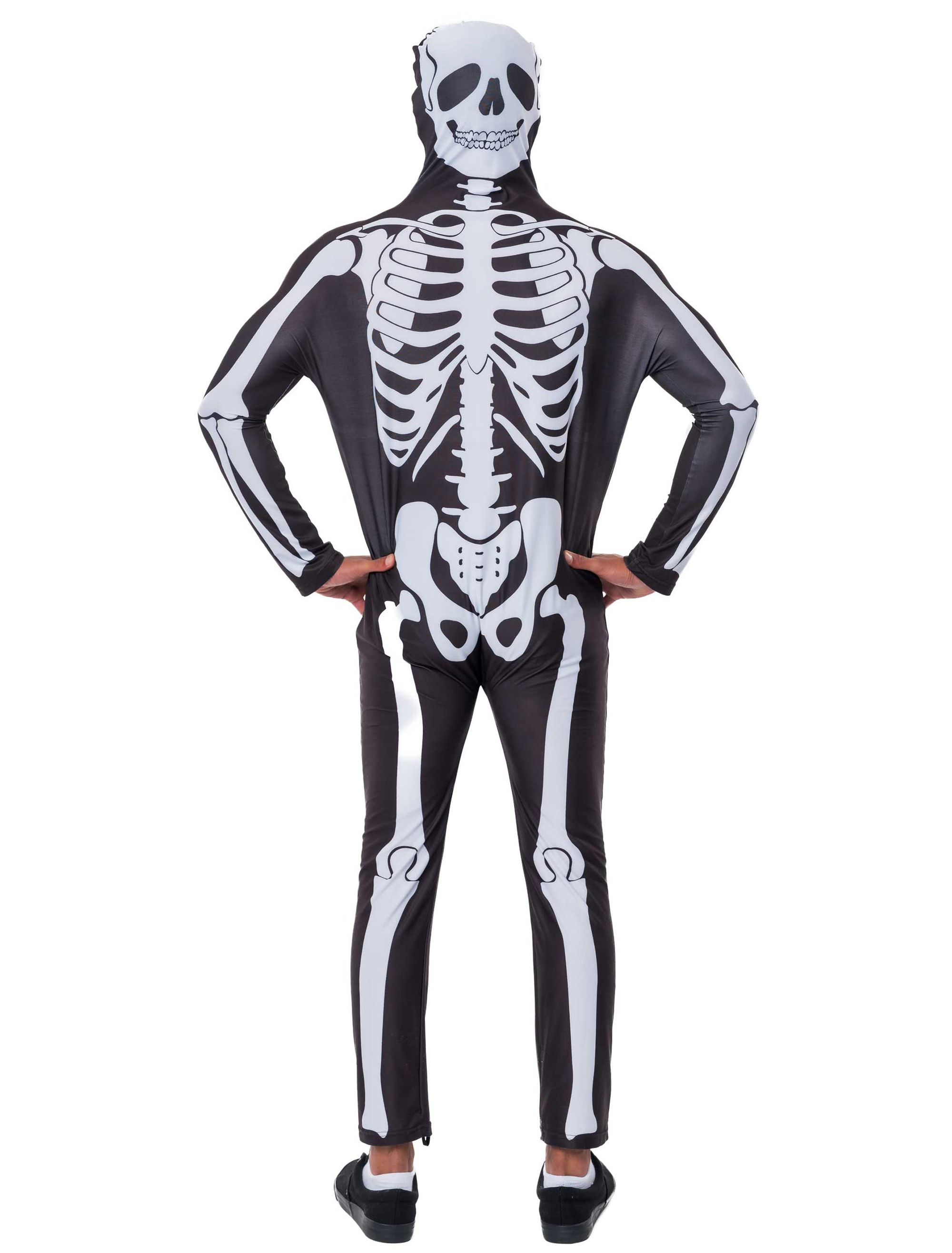 Ganzkörperanzug Skelett Herren schwarz/weiß S/M