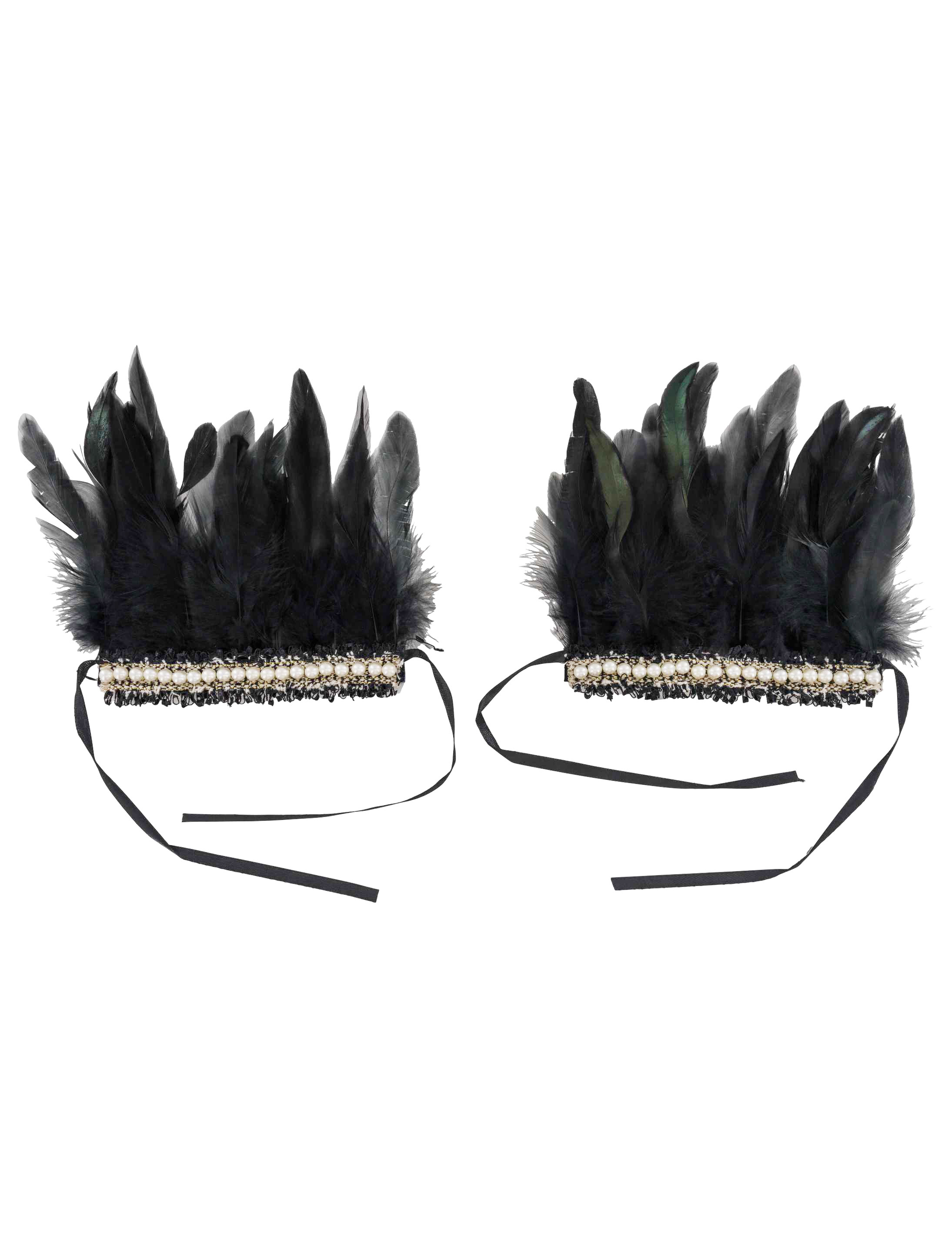 Armband mit Federn und Perlen schwarz