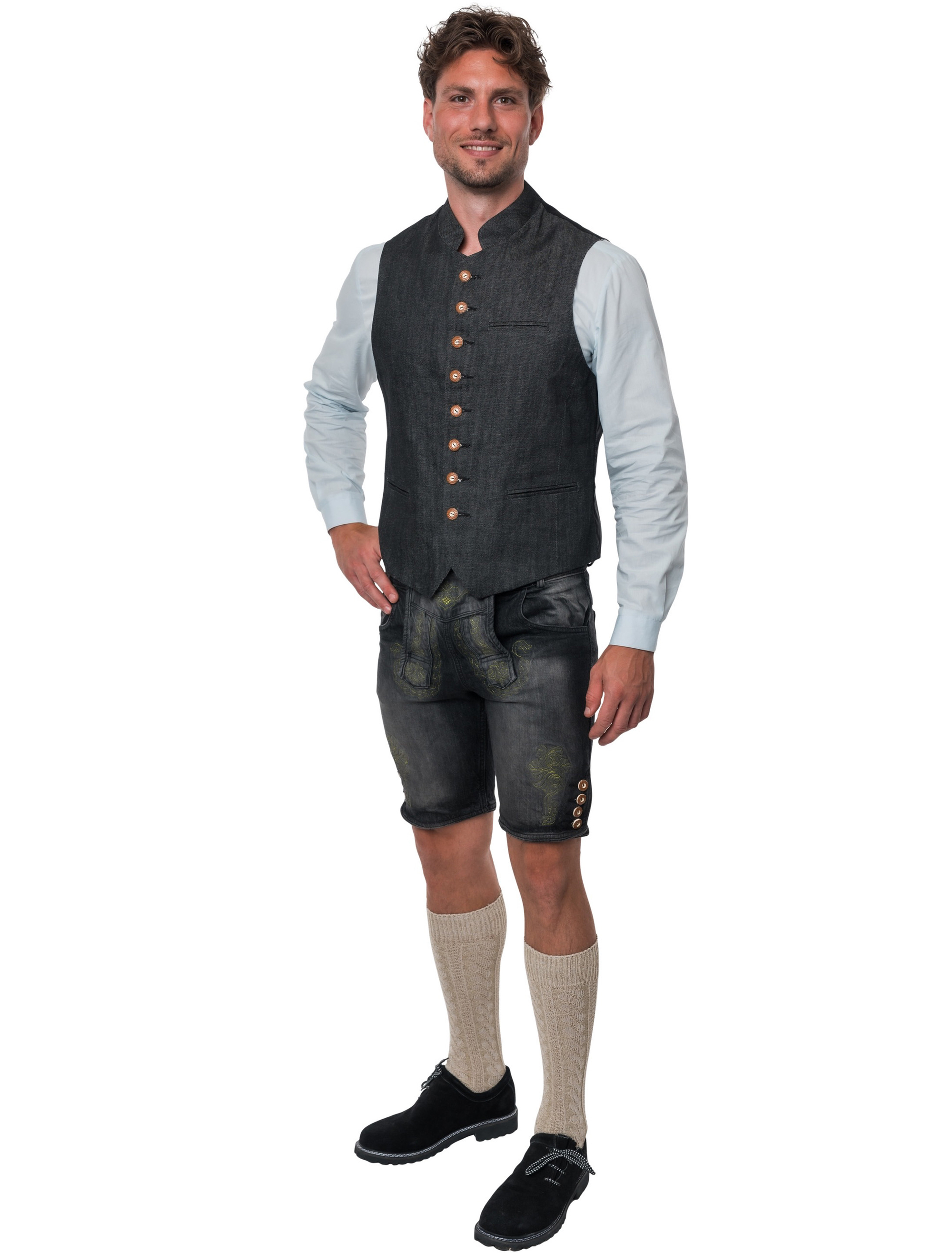 Trachtenweste Jeans Herren schwarz S