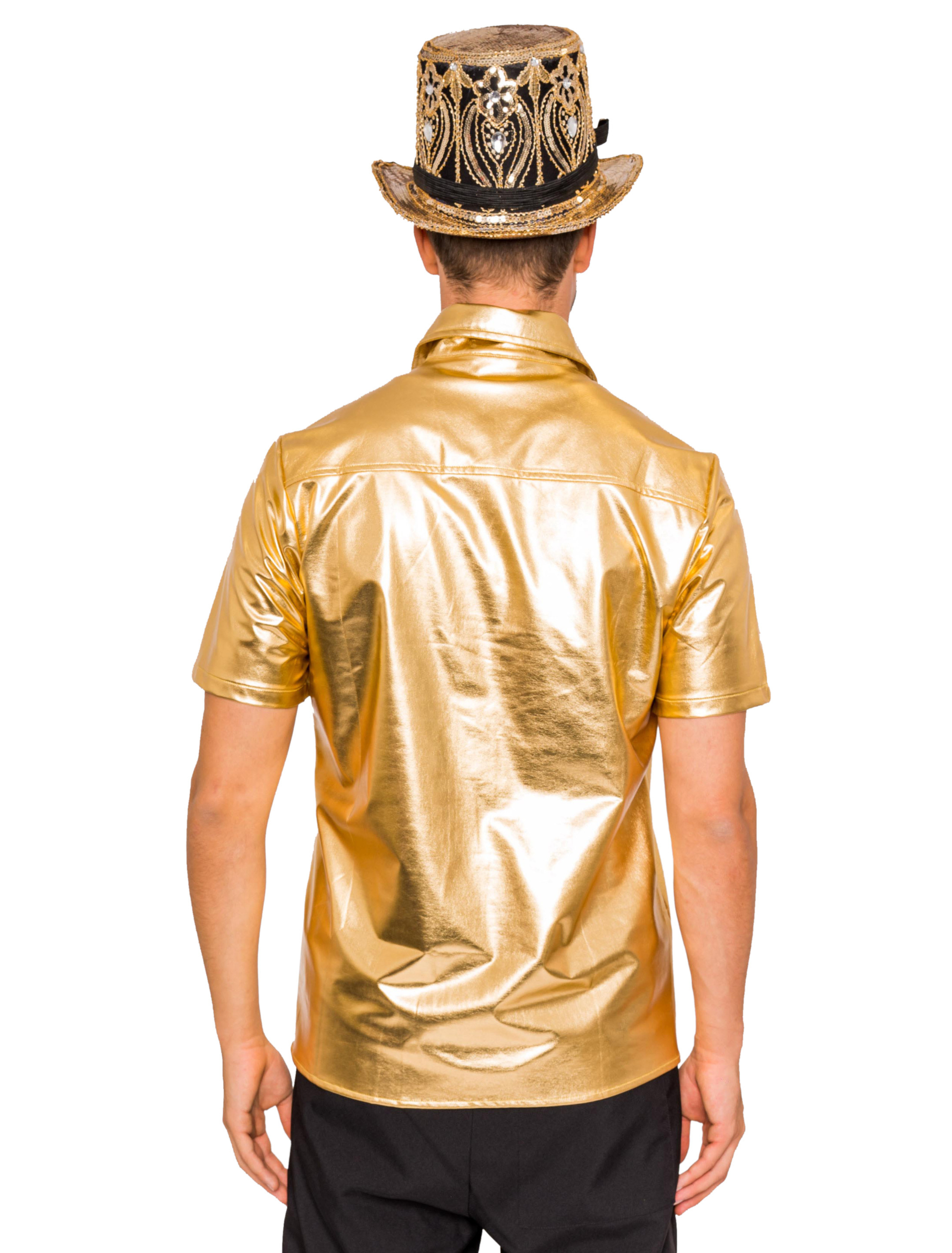 Hemd kurzarm metallic Herren gold S