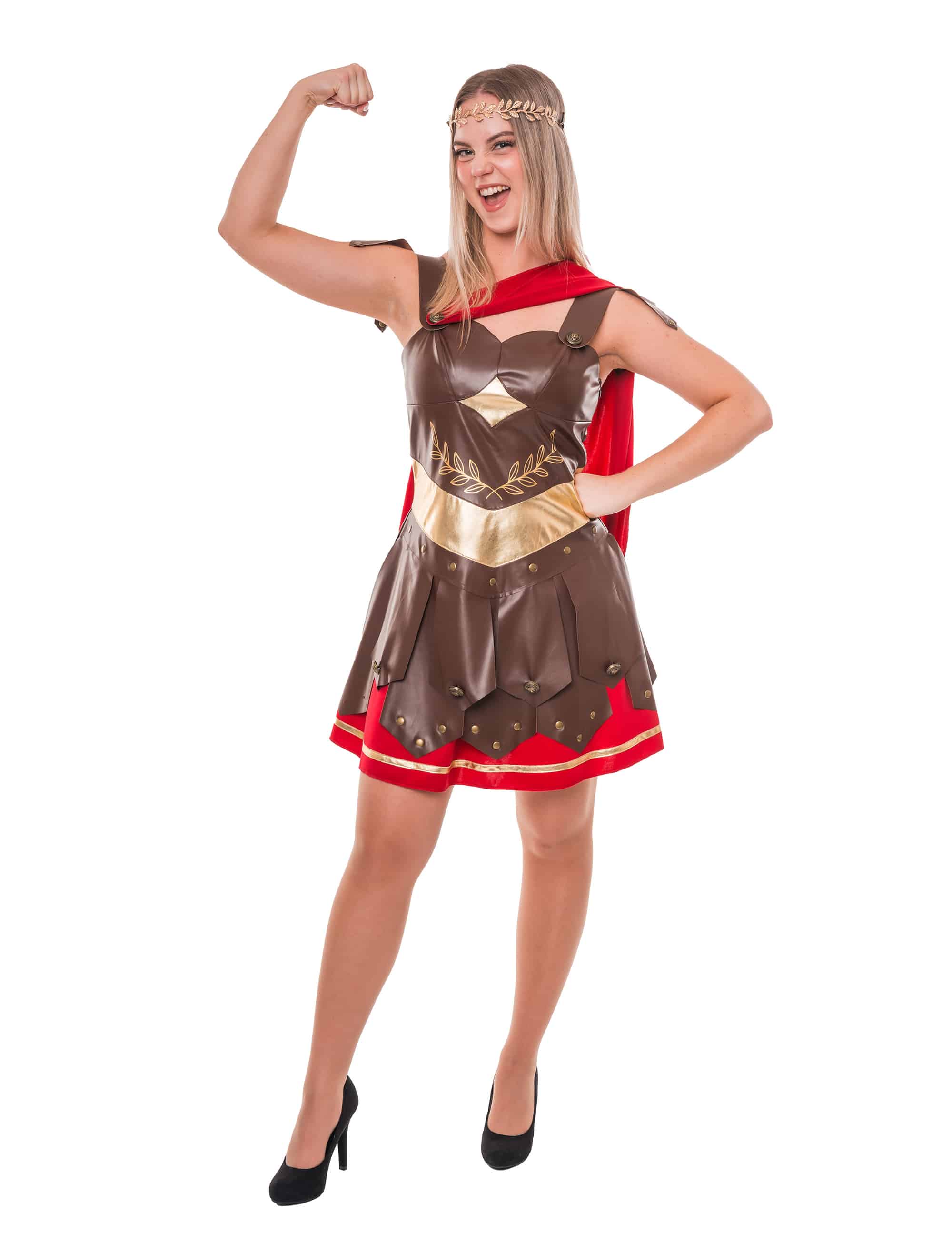 Kleid Gladiatorin 2-tlg. Damen braun/rot S/M
