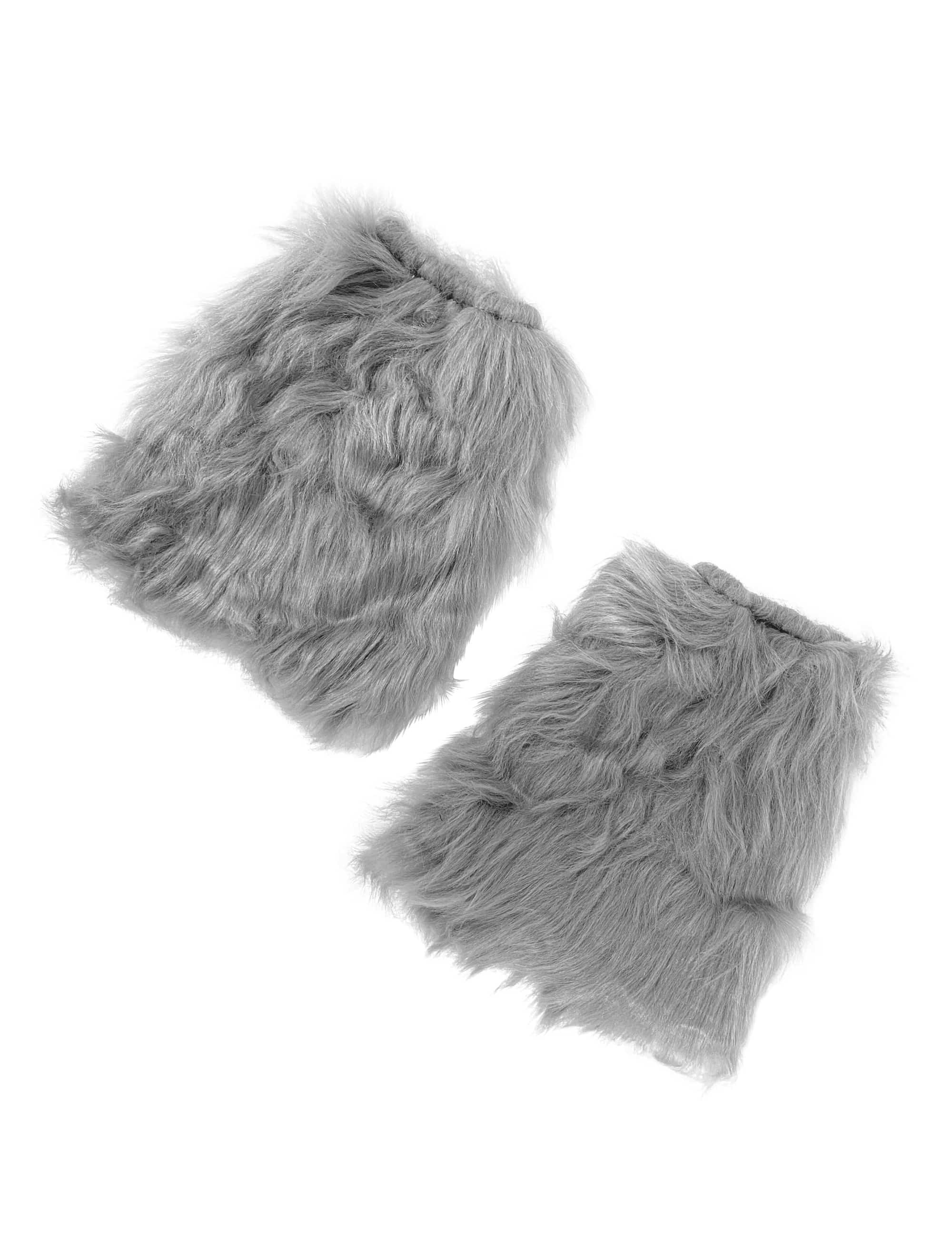 Beinwärmer Plüsch Wolf Damen rot/grau one size