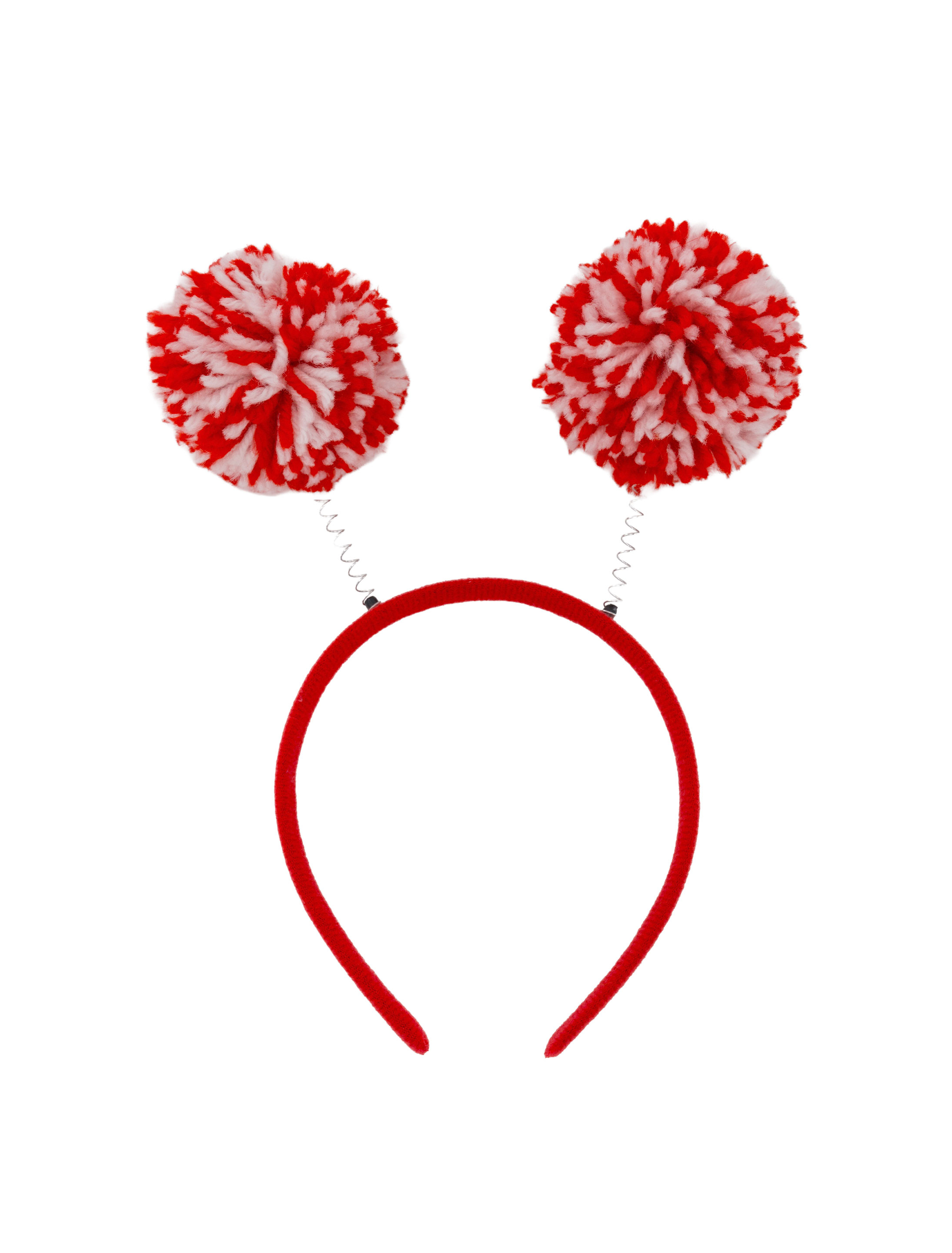 Haarreif Wackel-Pompoms rot/weiß
