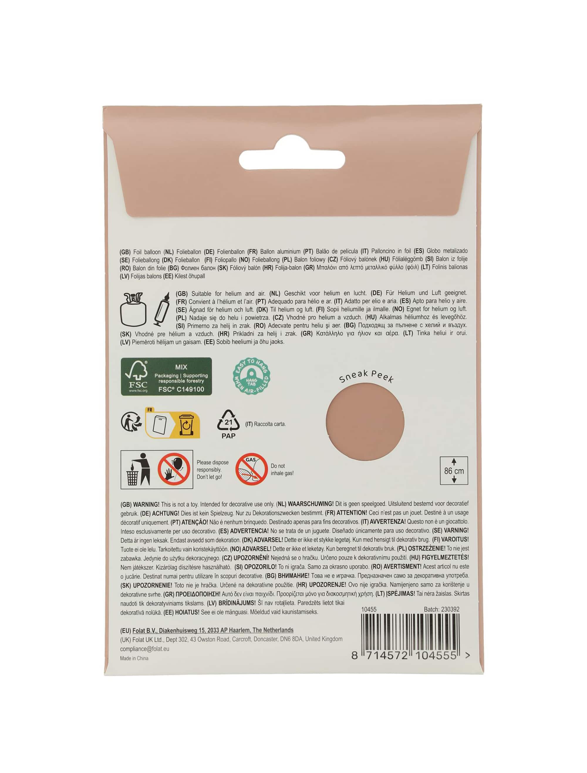 Folienballon Zahl 5 L matt rosa