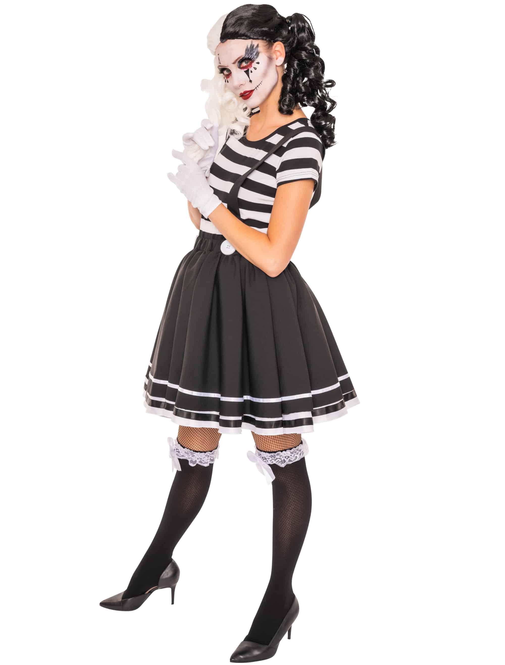 Rock mit Hosenträgern Damen schwarz S/M