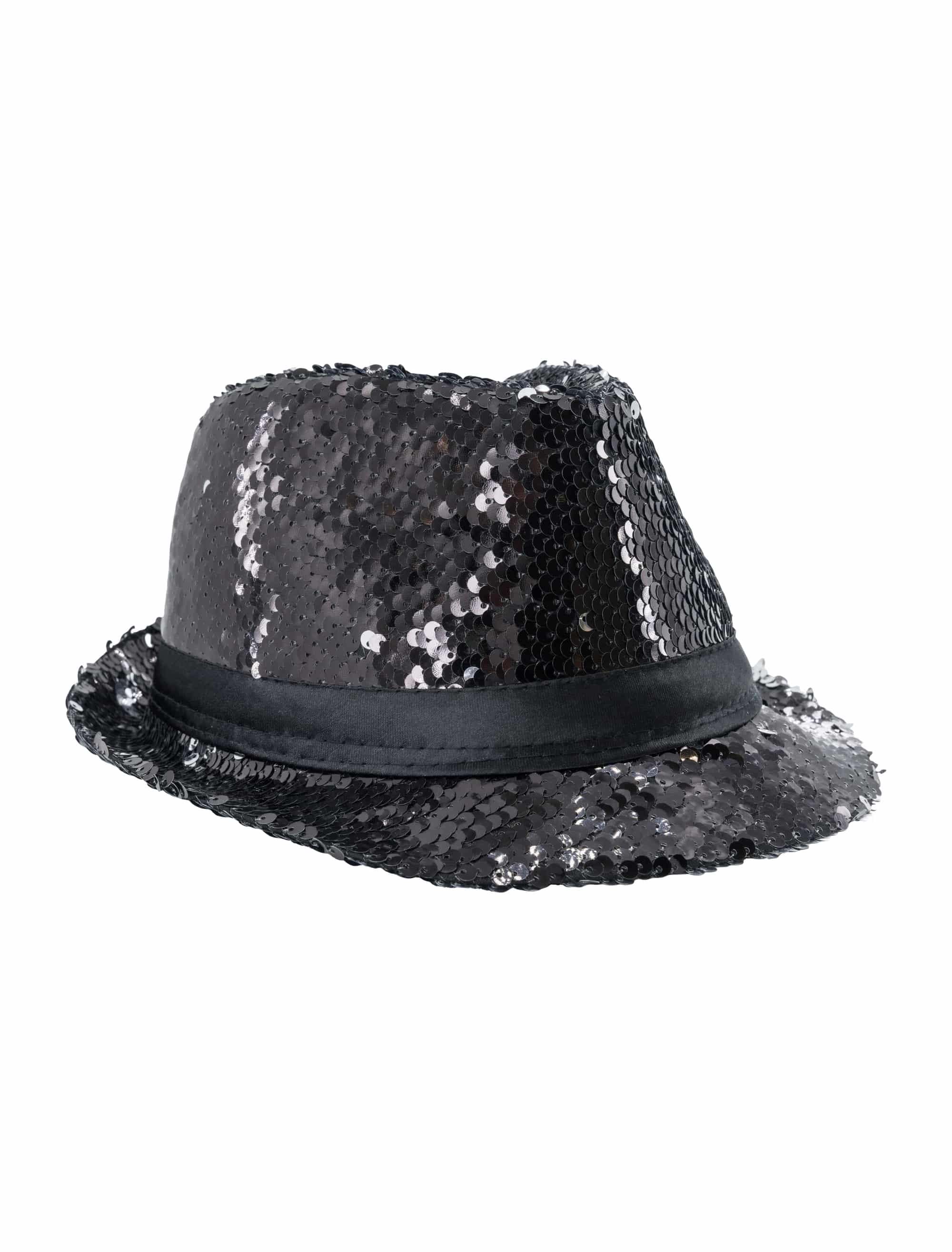Hut Fedora Wendepailletten schwarz/silber one size