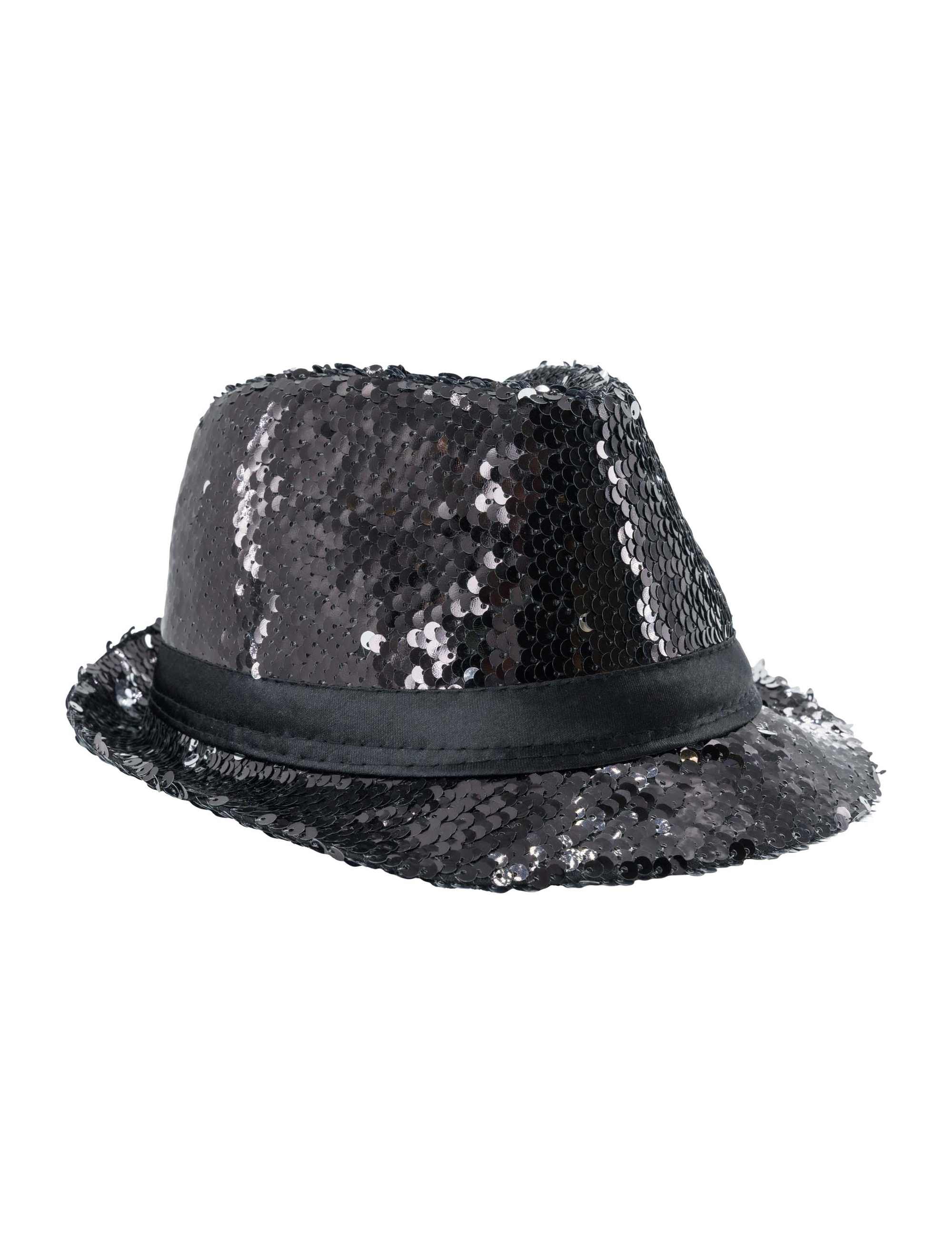 Hut Fedora Wendepailletten schwarz/silber one size