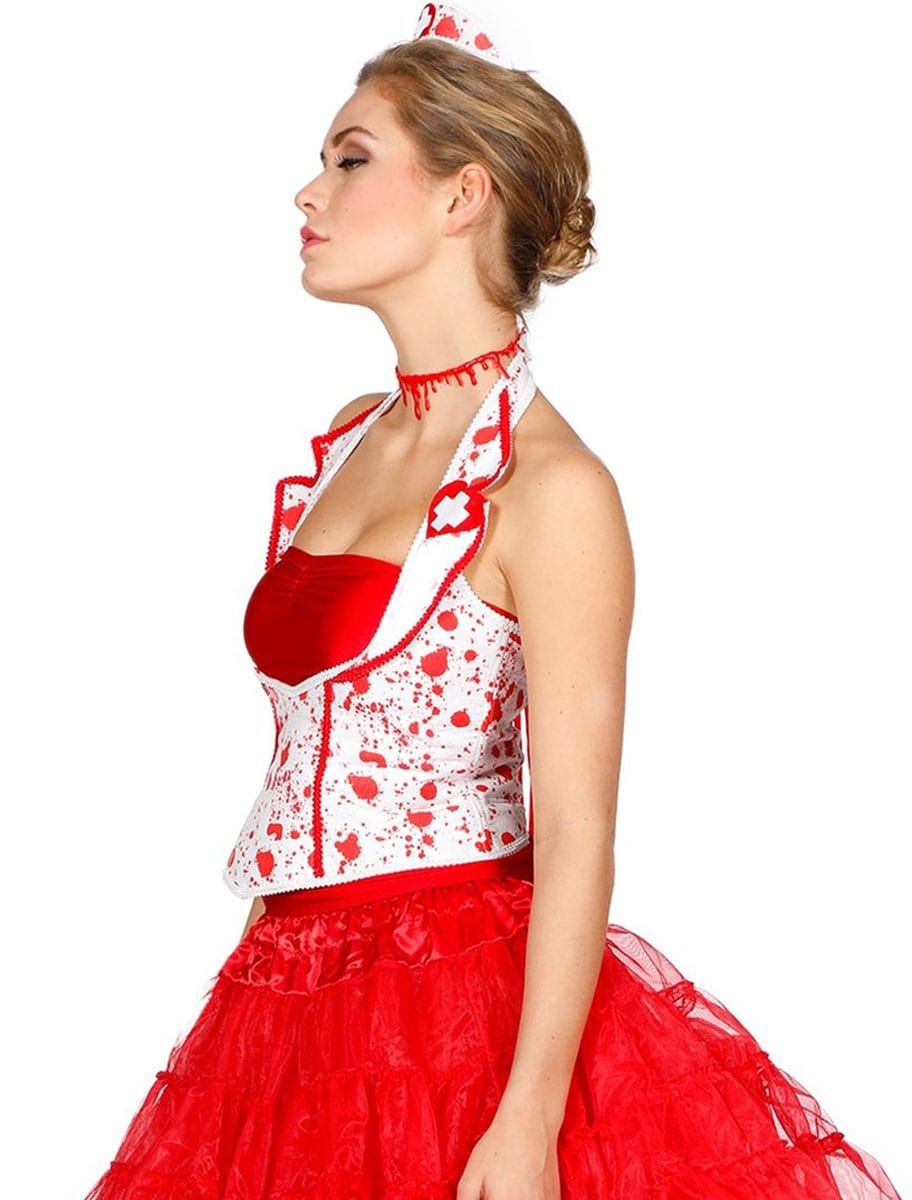 Corsage Krankenschwester mit Blut Damen rot/weiß one size