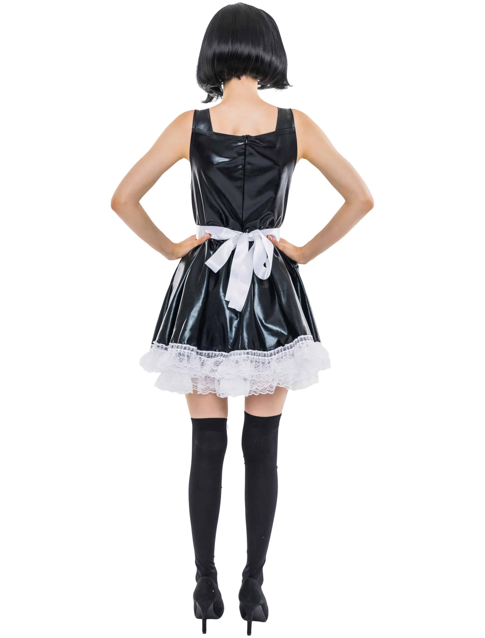 Trägerkleid Dienstmädchen 2-tlg. Damen schwarz/weiß 2XL/3XL