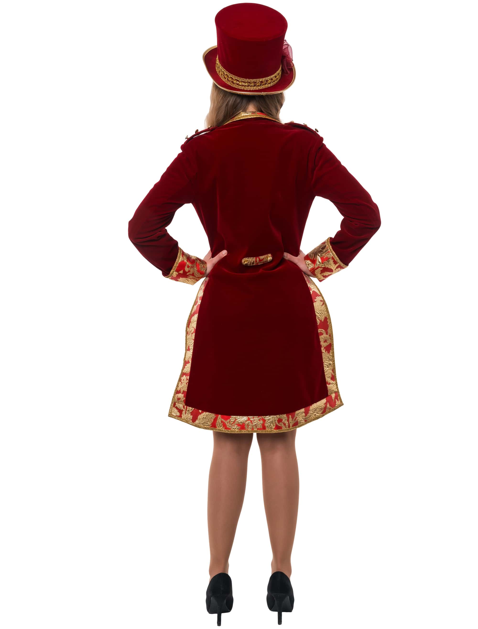 Frack Barock Samt Damen rot/gold S