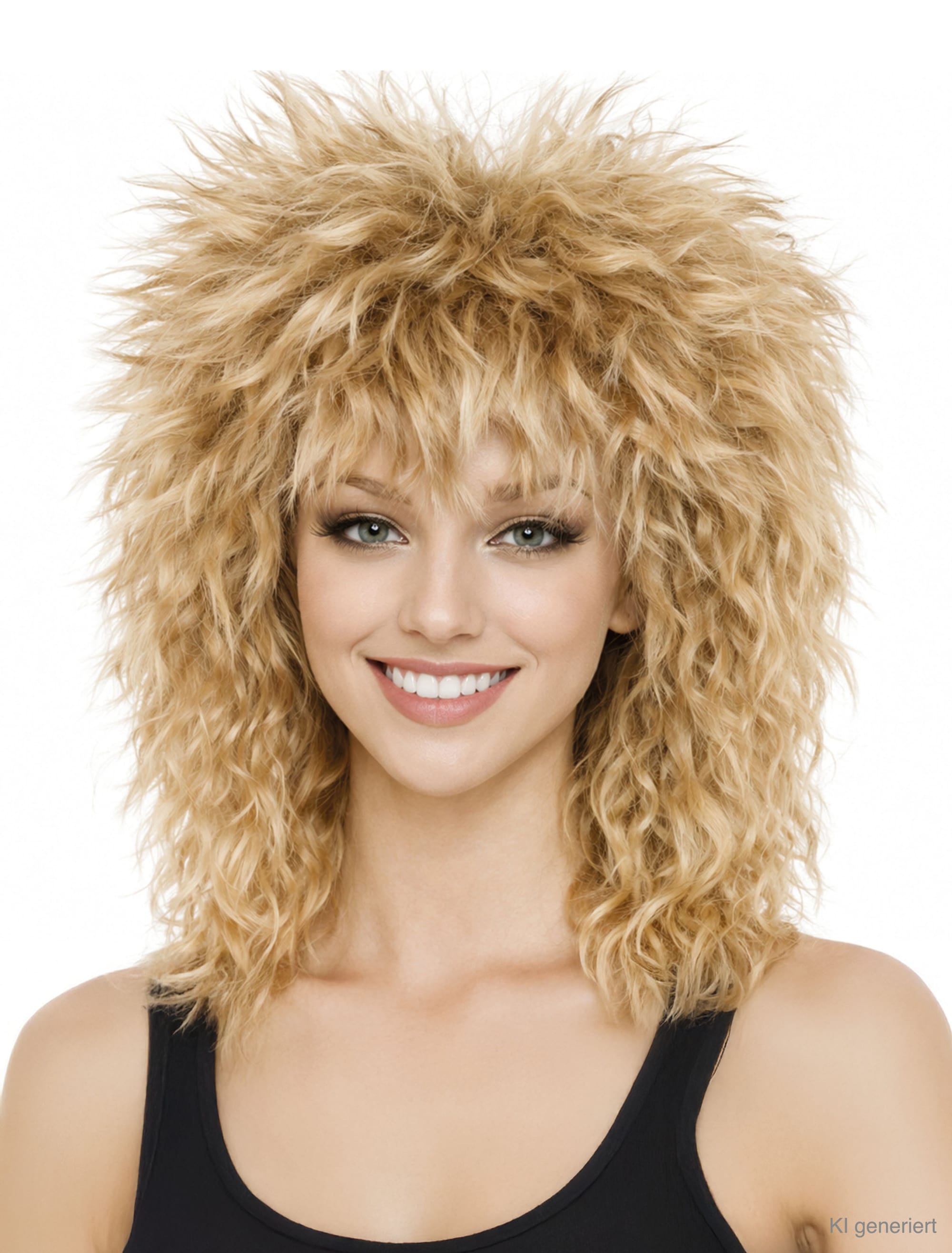 Perücke mittellang wellig blond/braun