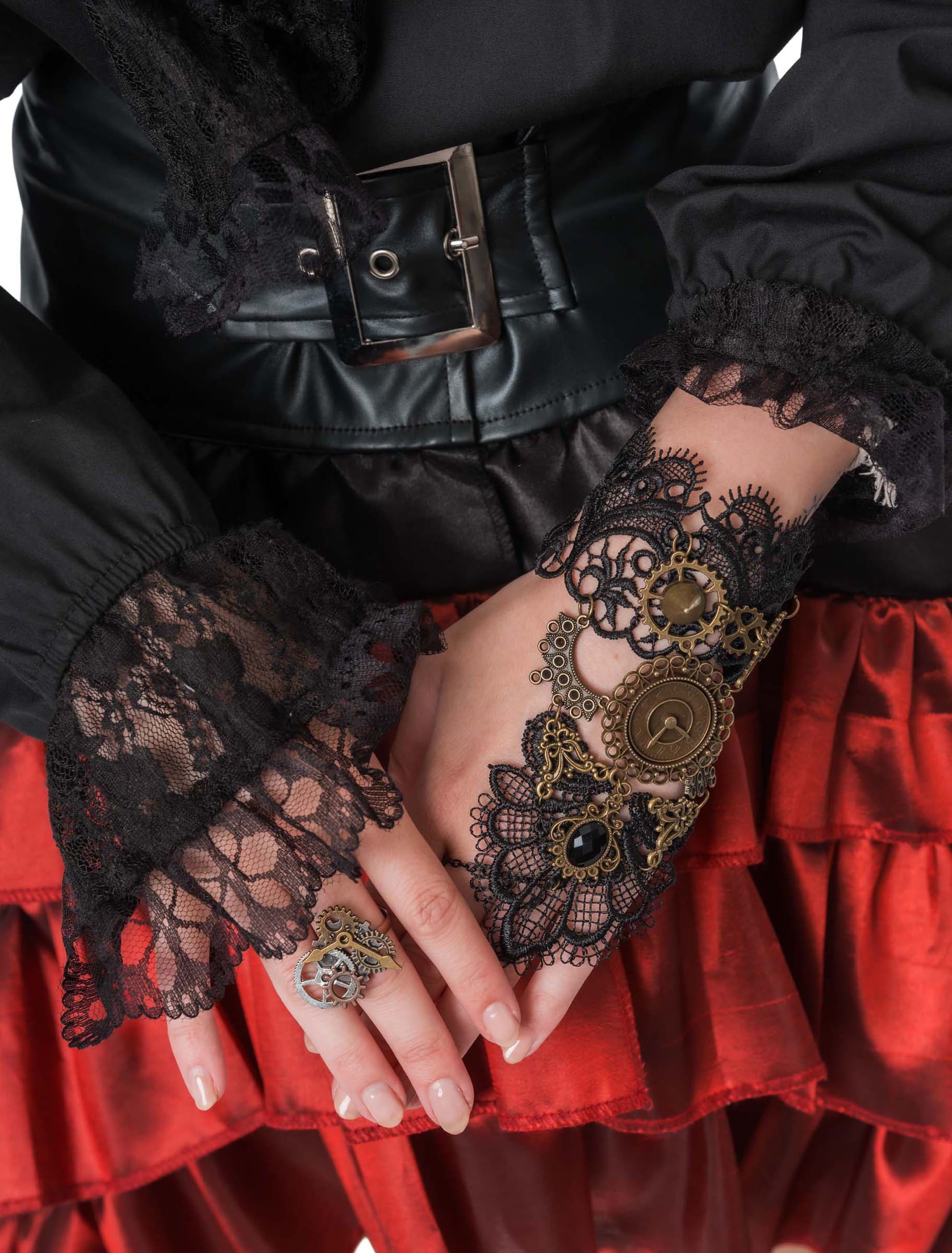 Armband Steampunk mit Schlaufe braun/schwarz
