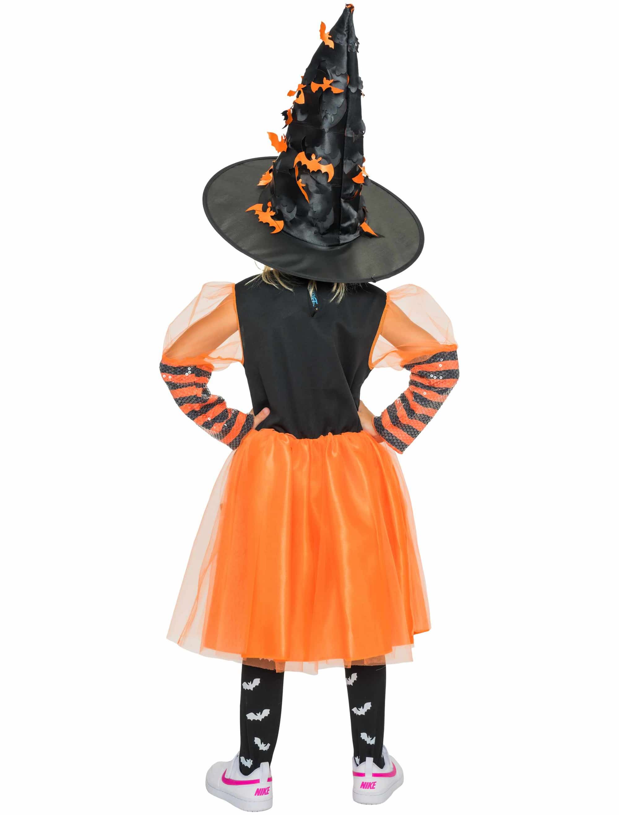 Kleid Hexe Kinder schwarz/orange 164