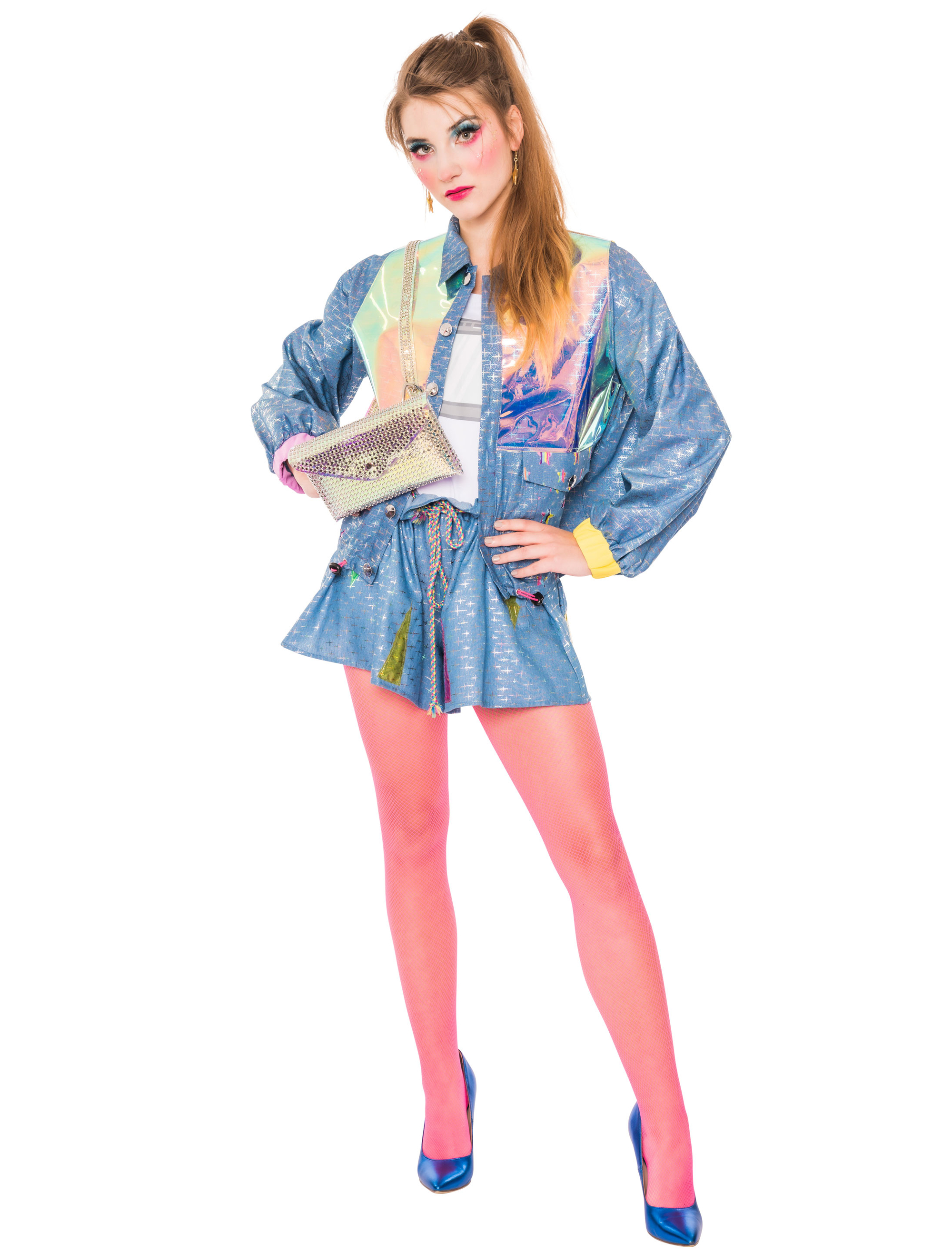 Jacke Jeanslook mit Applikation Damen blau/silber L/XL