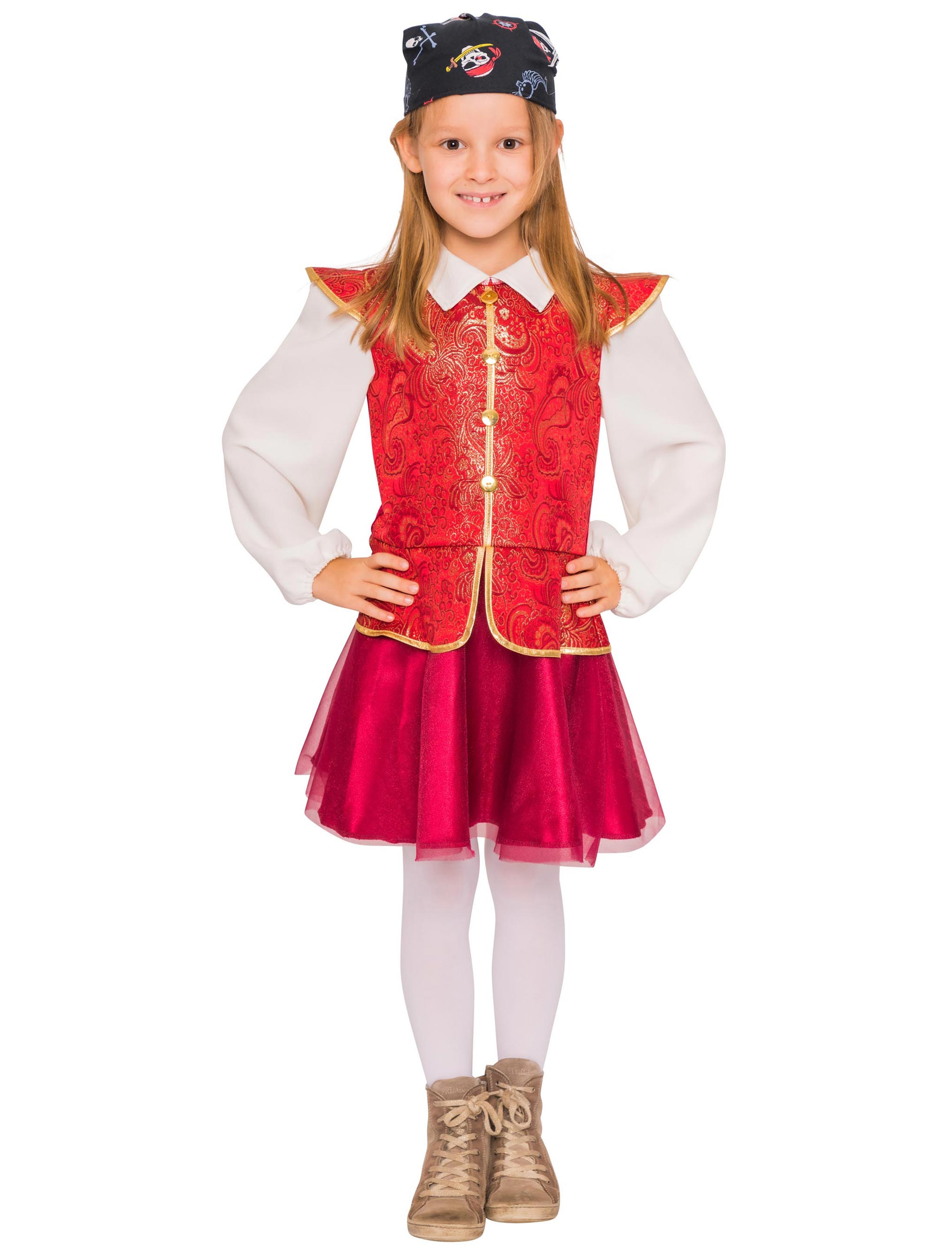 Kleid Piratin Kinder rot/gold 152