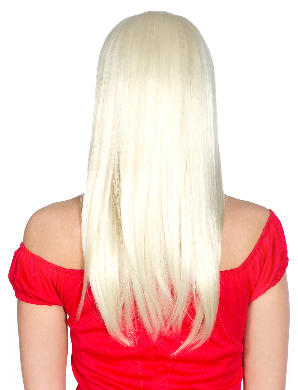 Perücke lang glatt mit Pony blond one size