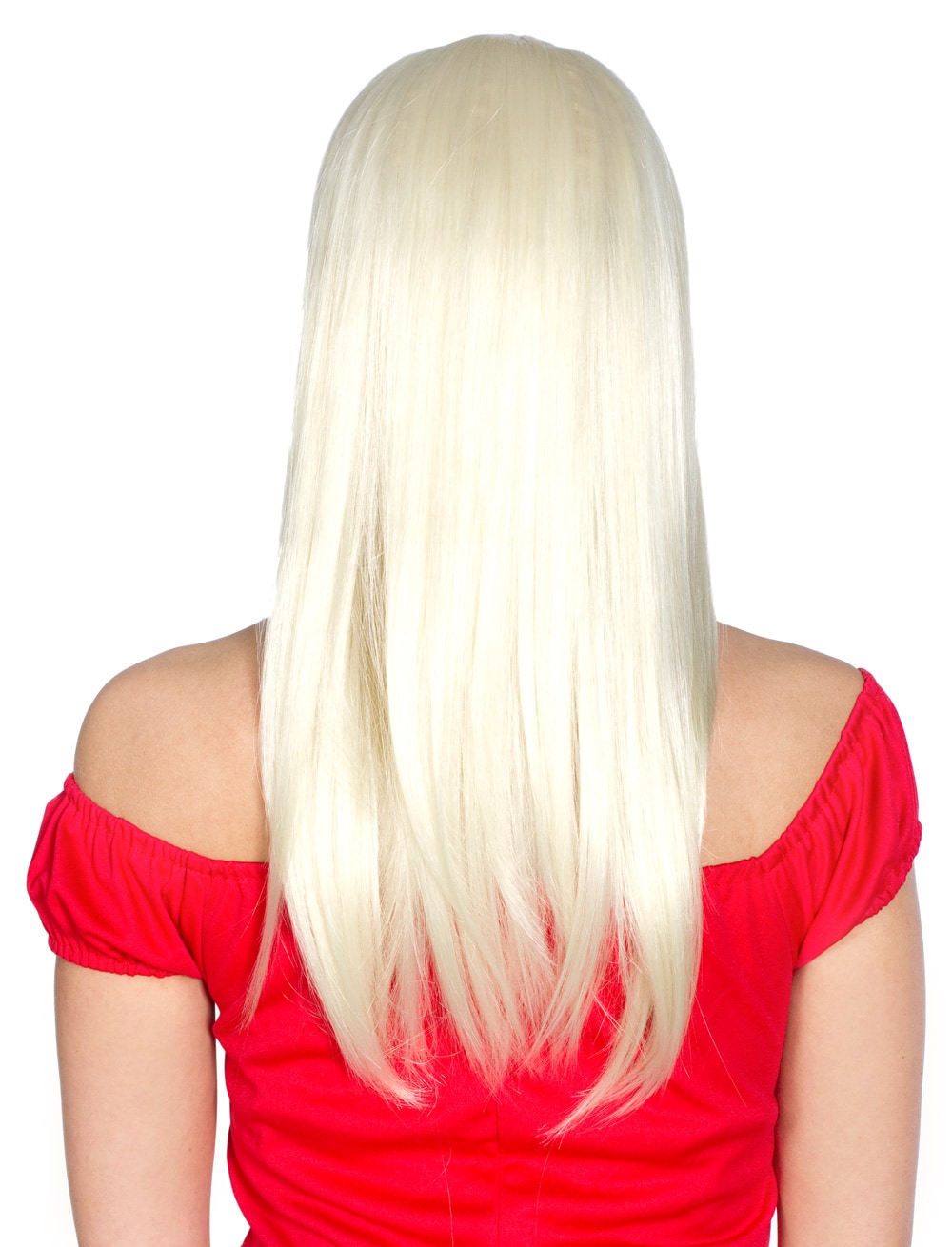 Perücke lang glatt mit Pony blond one size
