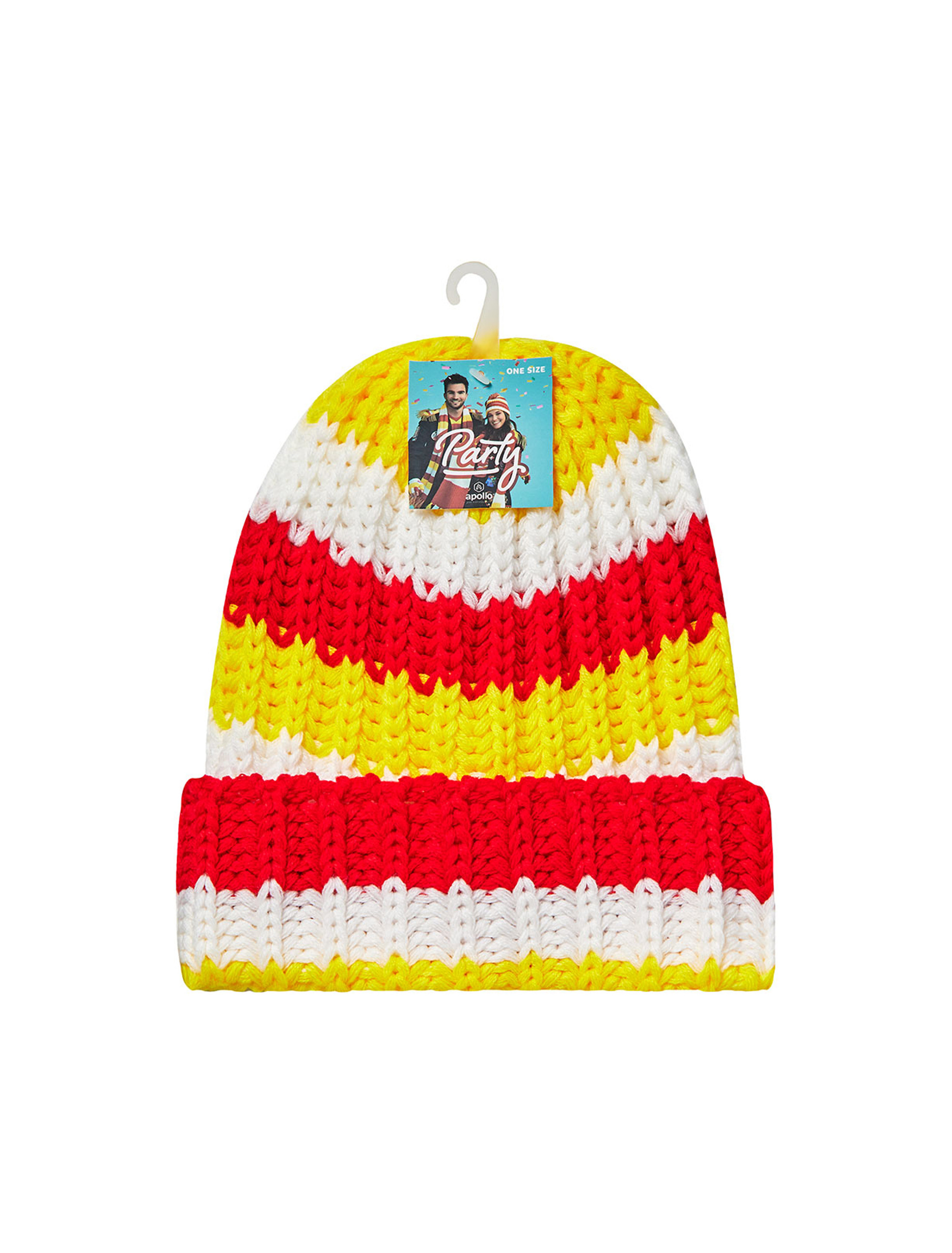 Strickmütze rot/weiß/gelb one size