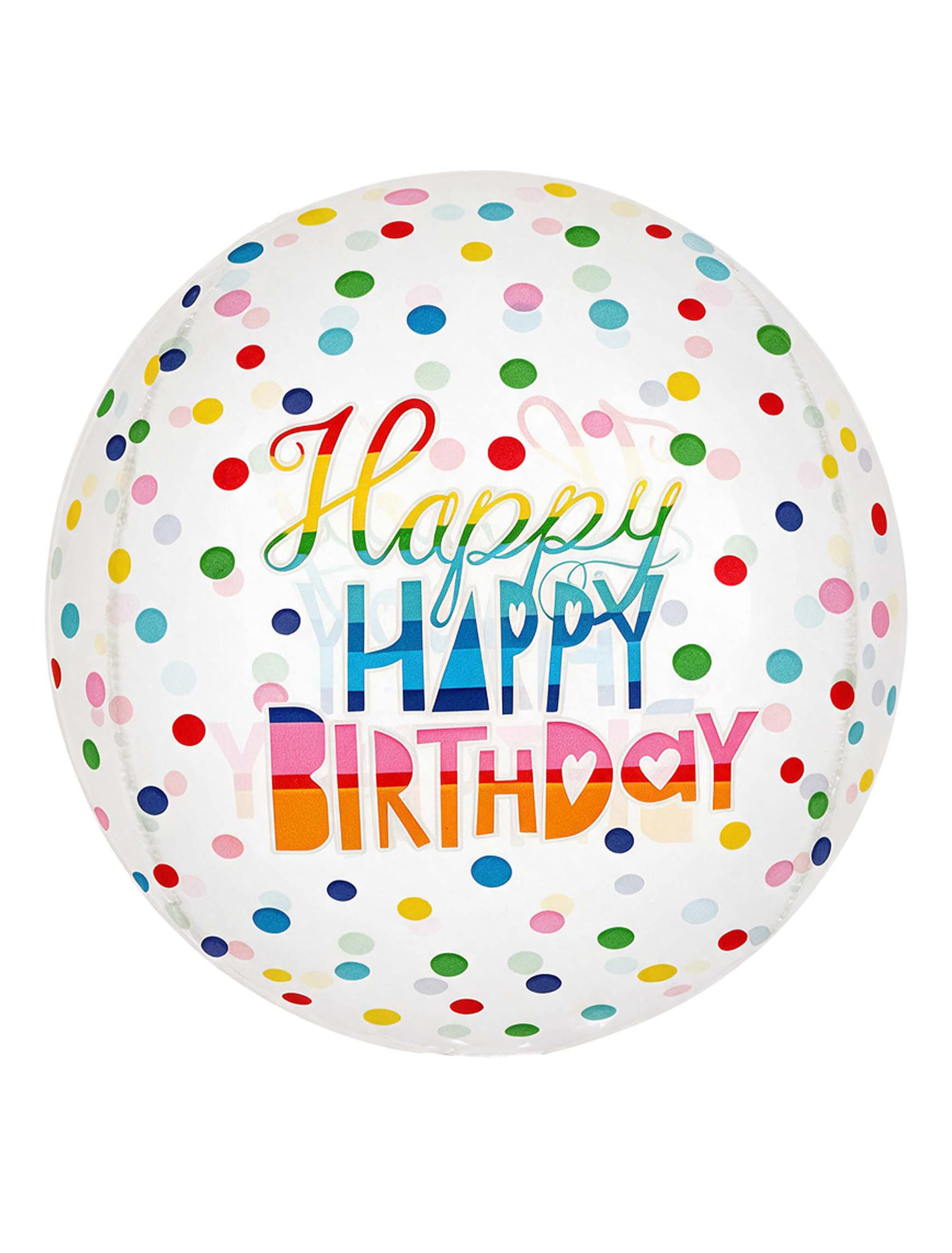 Folienballon Happy Birthday Kugel 40cm bunt