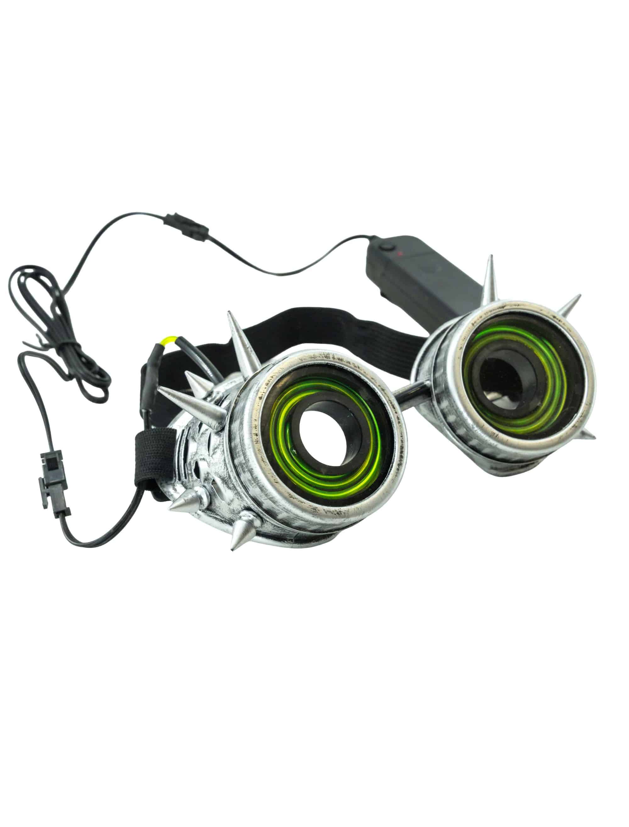 Brille mit Spikes und LED silber