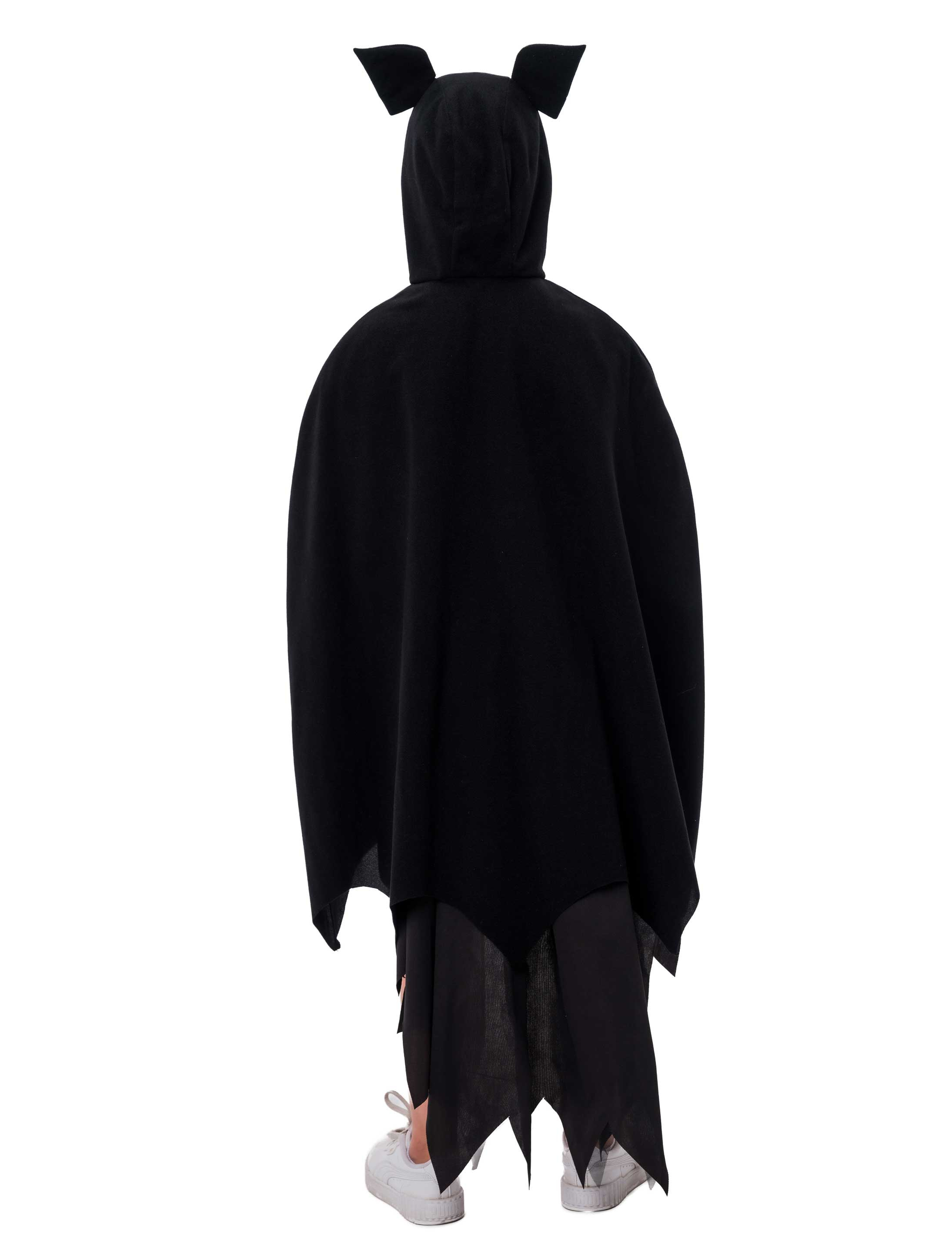 Cape Fledermaus mit Kapuze Kinder schwarz one size