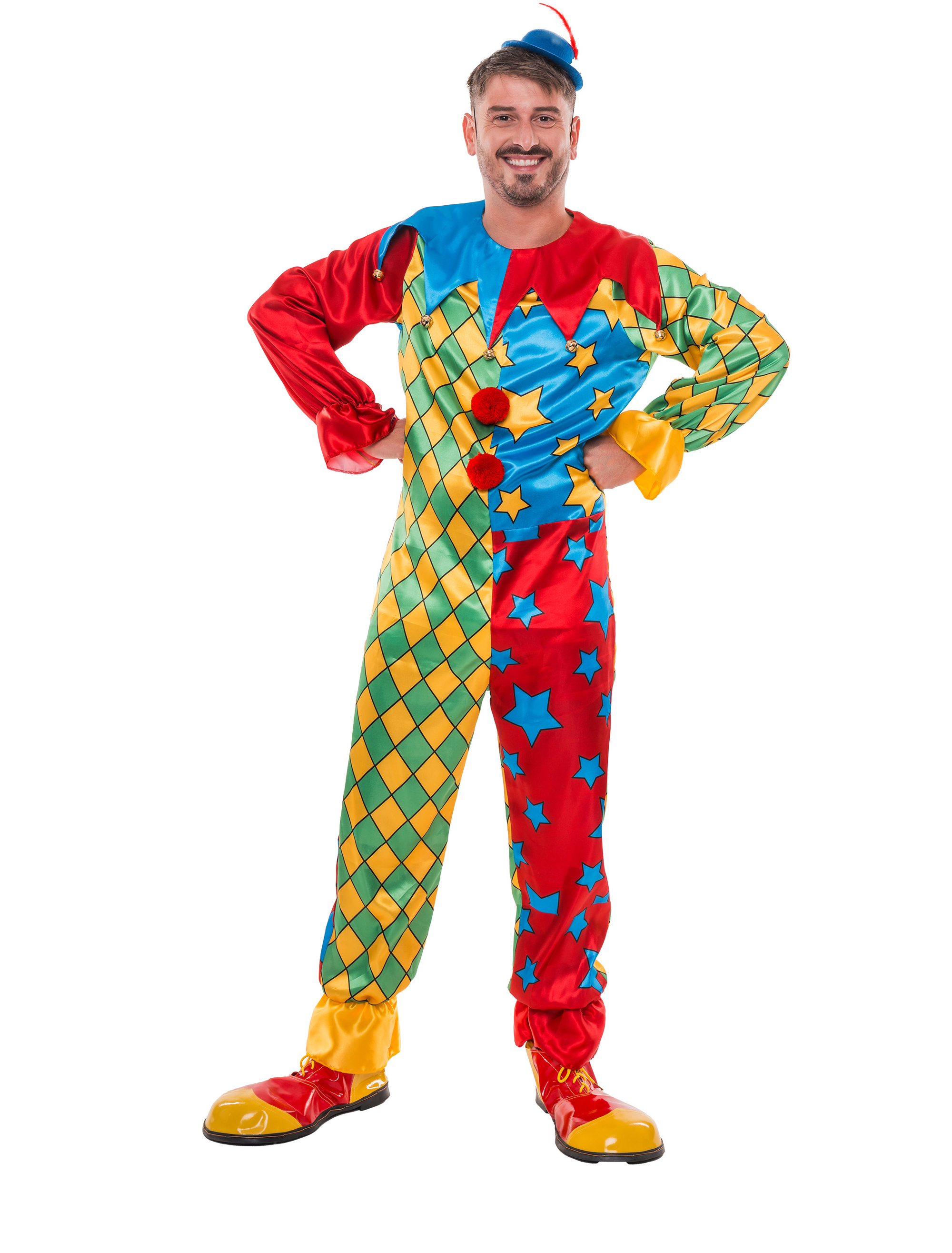 Overall Harlekin mit Glöckchen bunt S/M