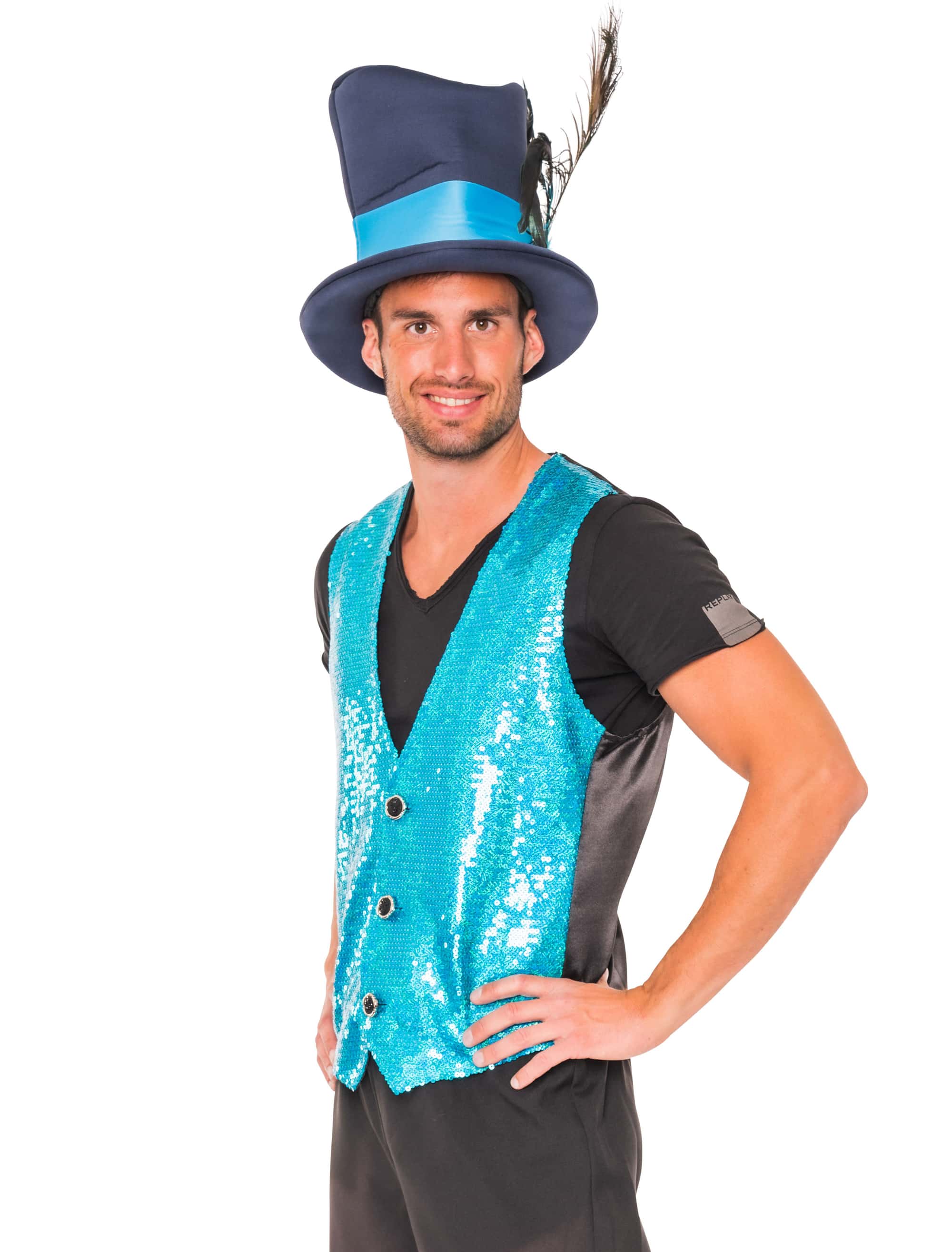 Paillettenweste Herren türkis S