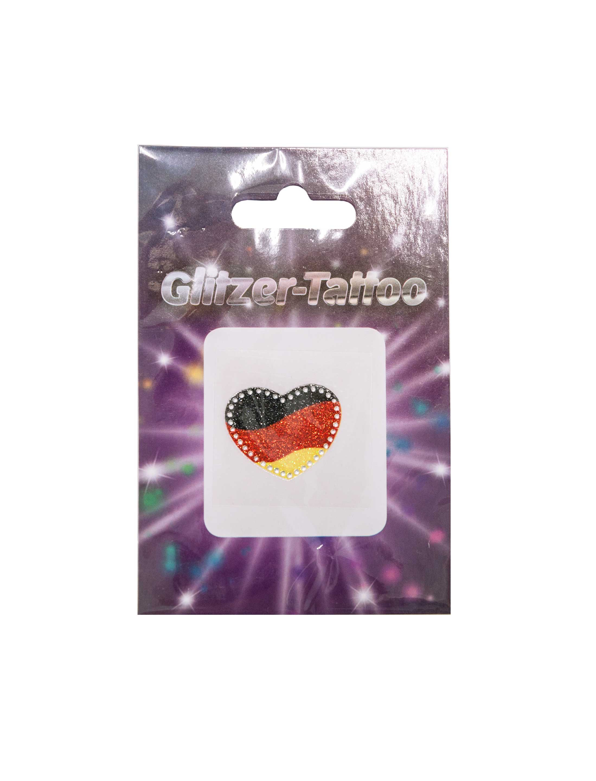 Glitzer-Tattoo Herz Deutschland mit Strass