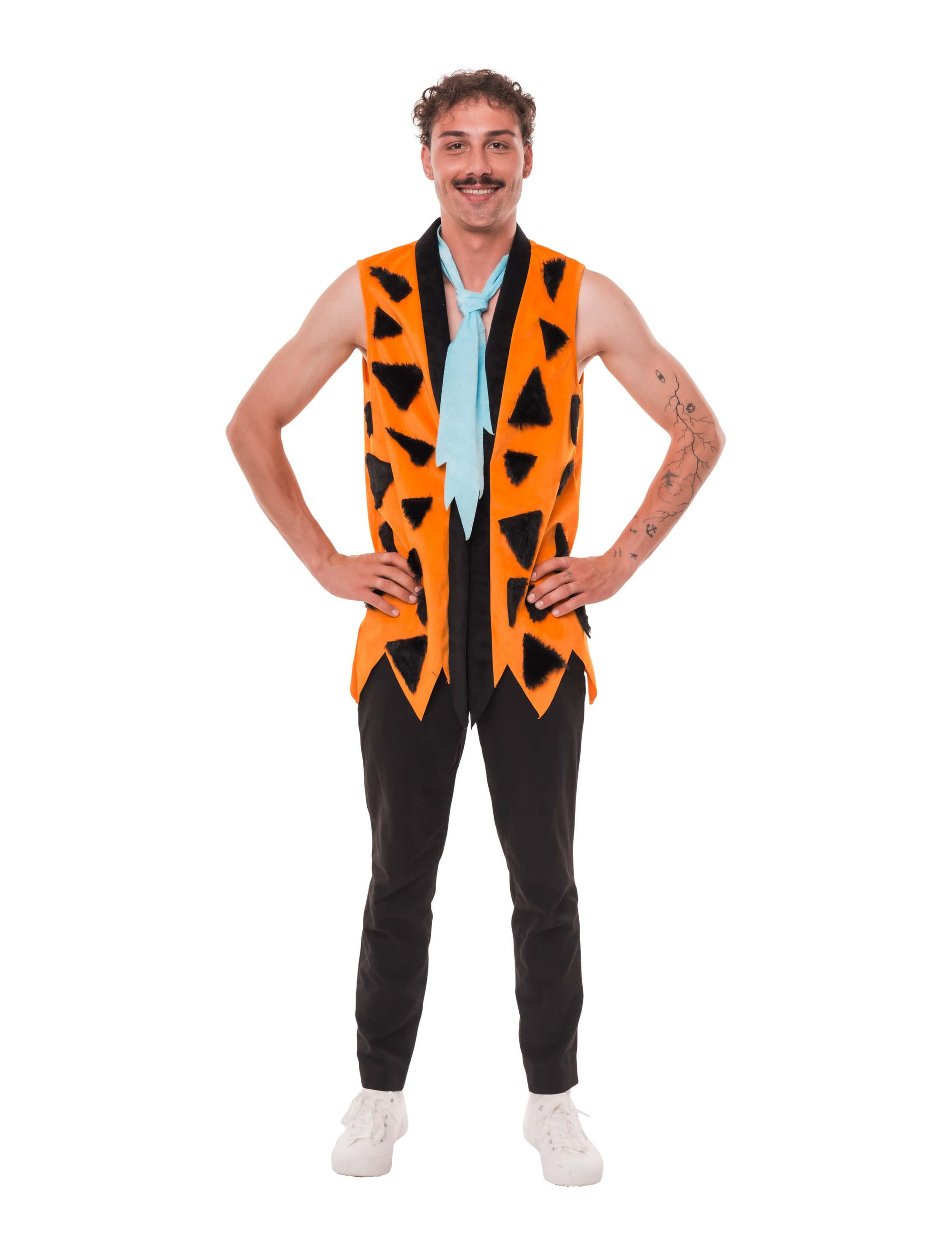 Kostüm Steinzeitmann 2-tlg. orange/schwarz L/XL