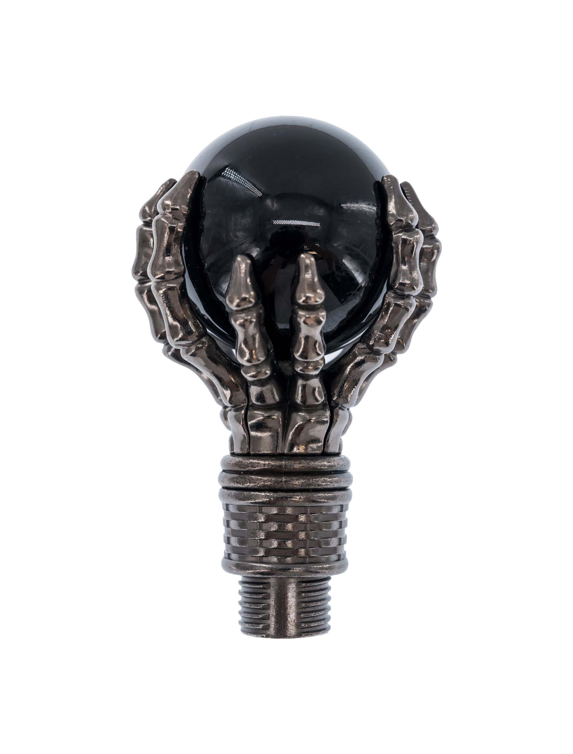 Gehstock mit Glaskugel schwarz