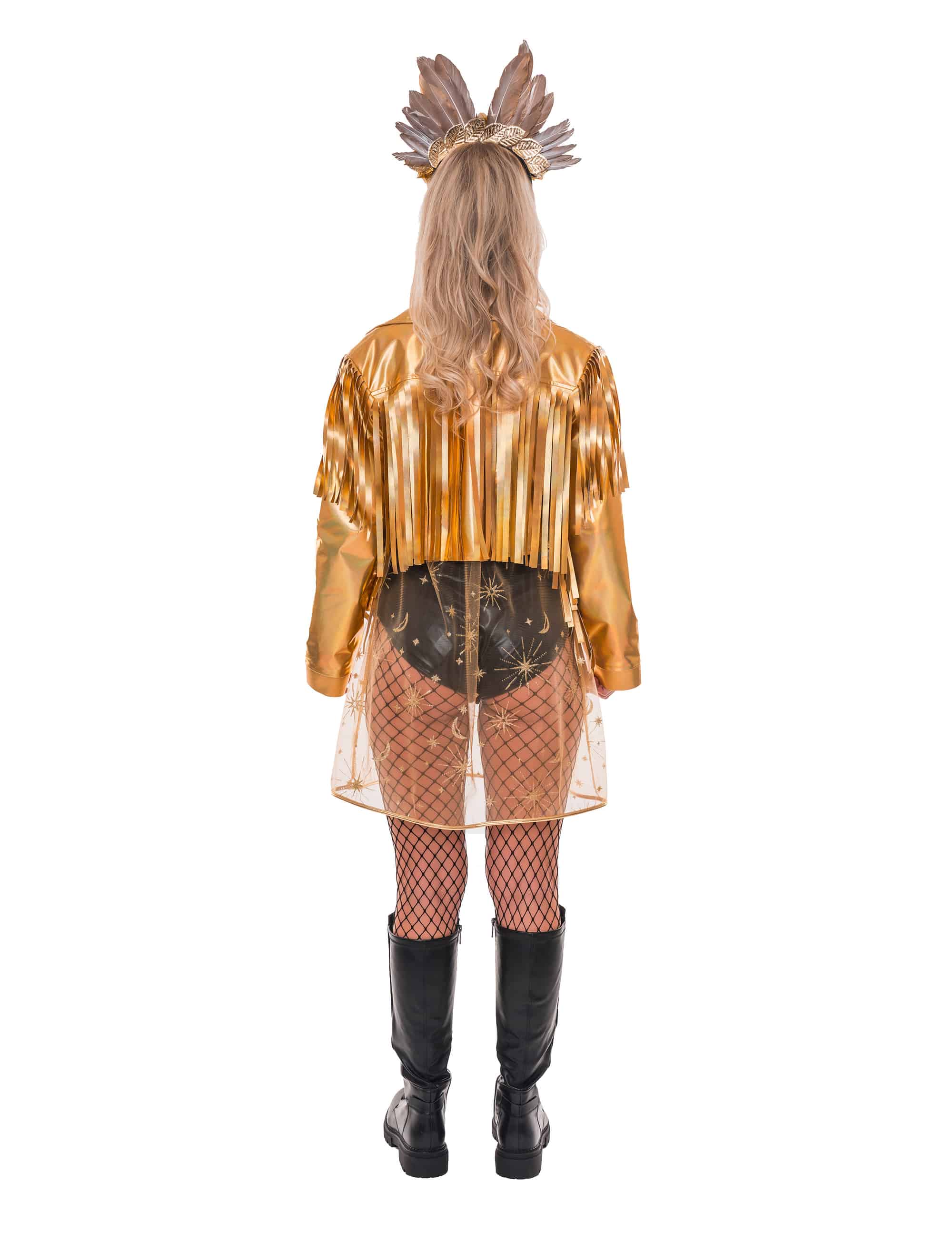 Jacke mit Fransen Metallic Damen gold L