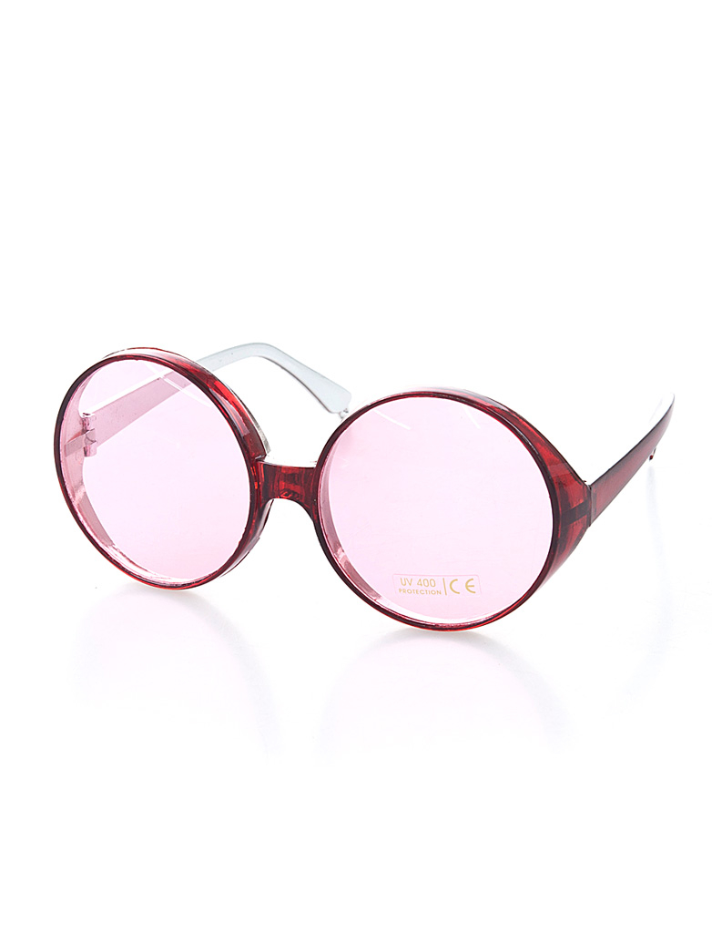 Brille große runde Gläser rot
