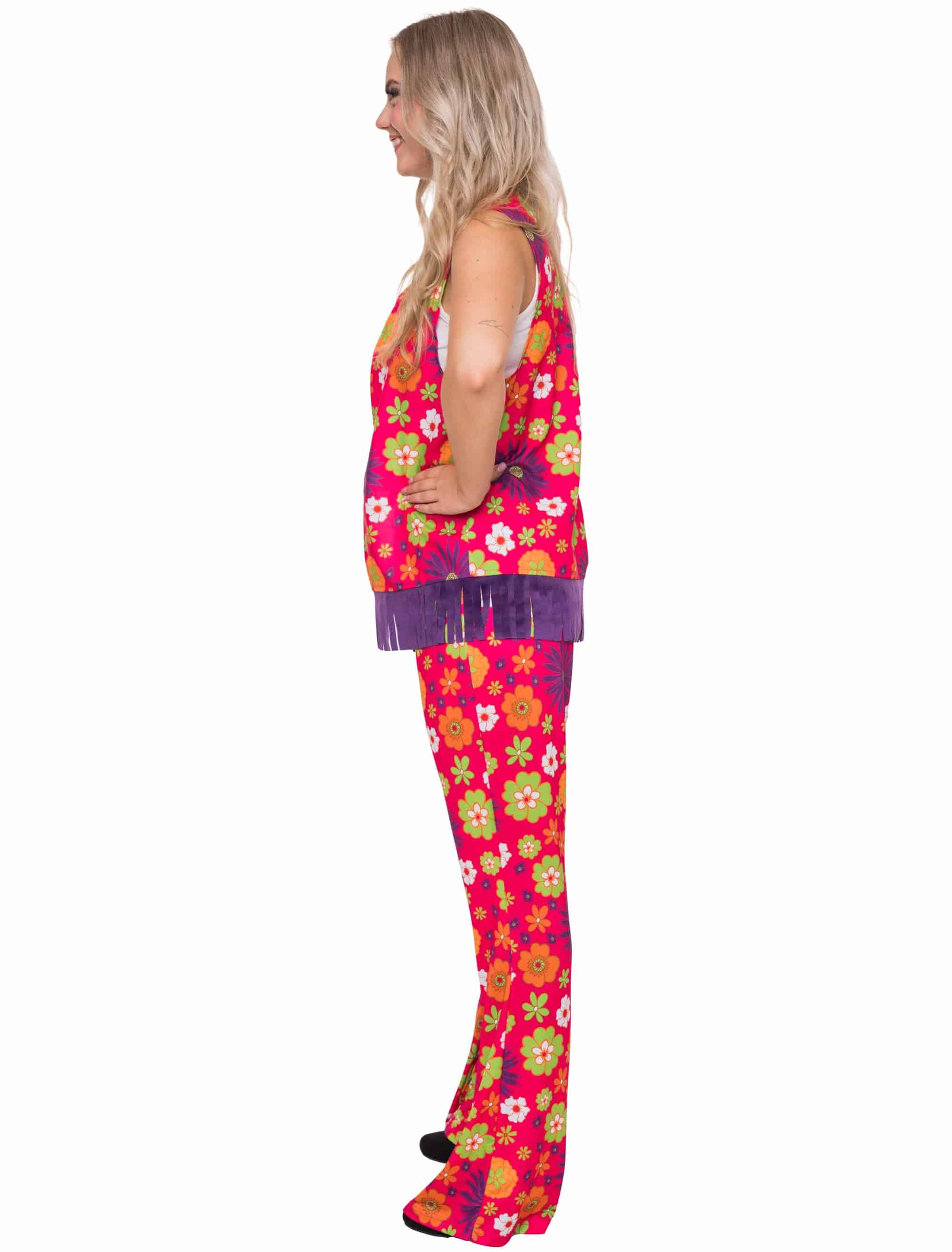 Kostüm Hippie 2-tlg. Blumen pink/lila L/XL