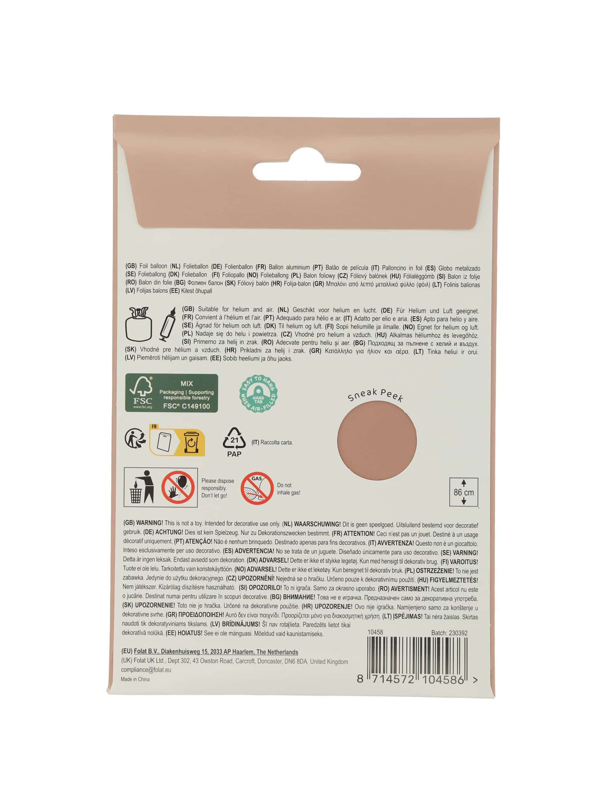 Folienballon Zahl 8 L matt rosa