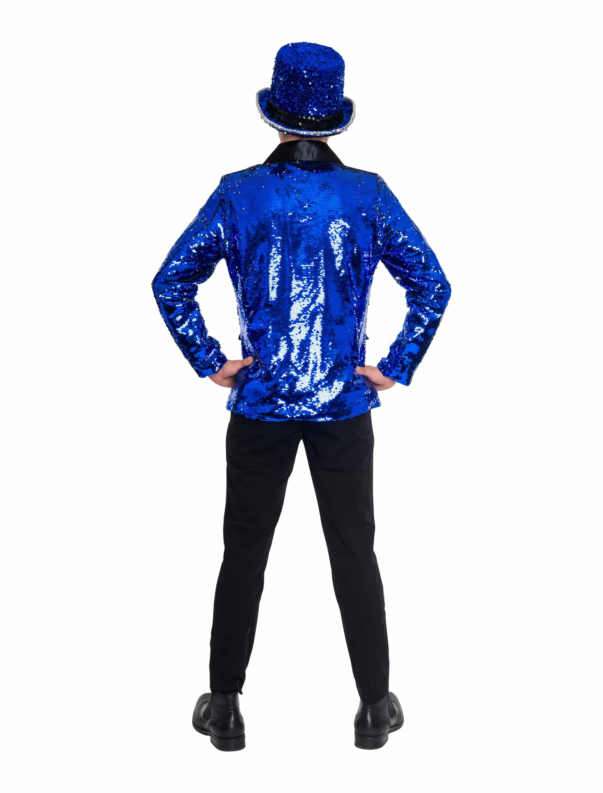 Jackett mit Pailletten Herren blau/silber XL