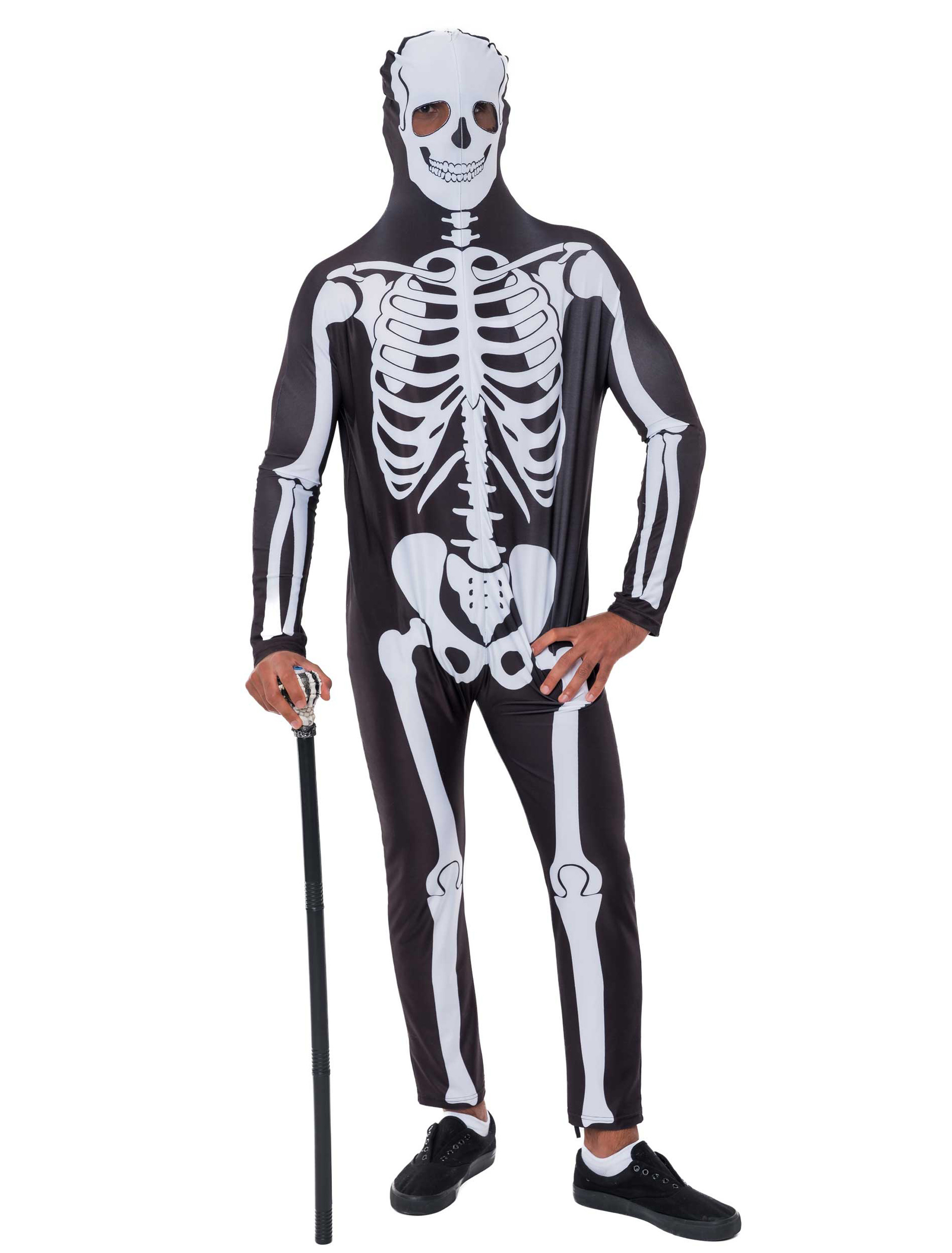 Ganzkörperanzug Skelett Herren schwarz/weiß S/M