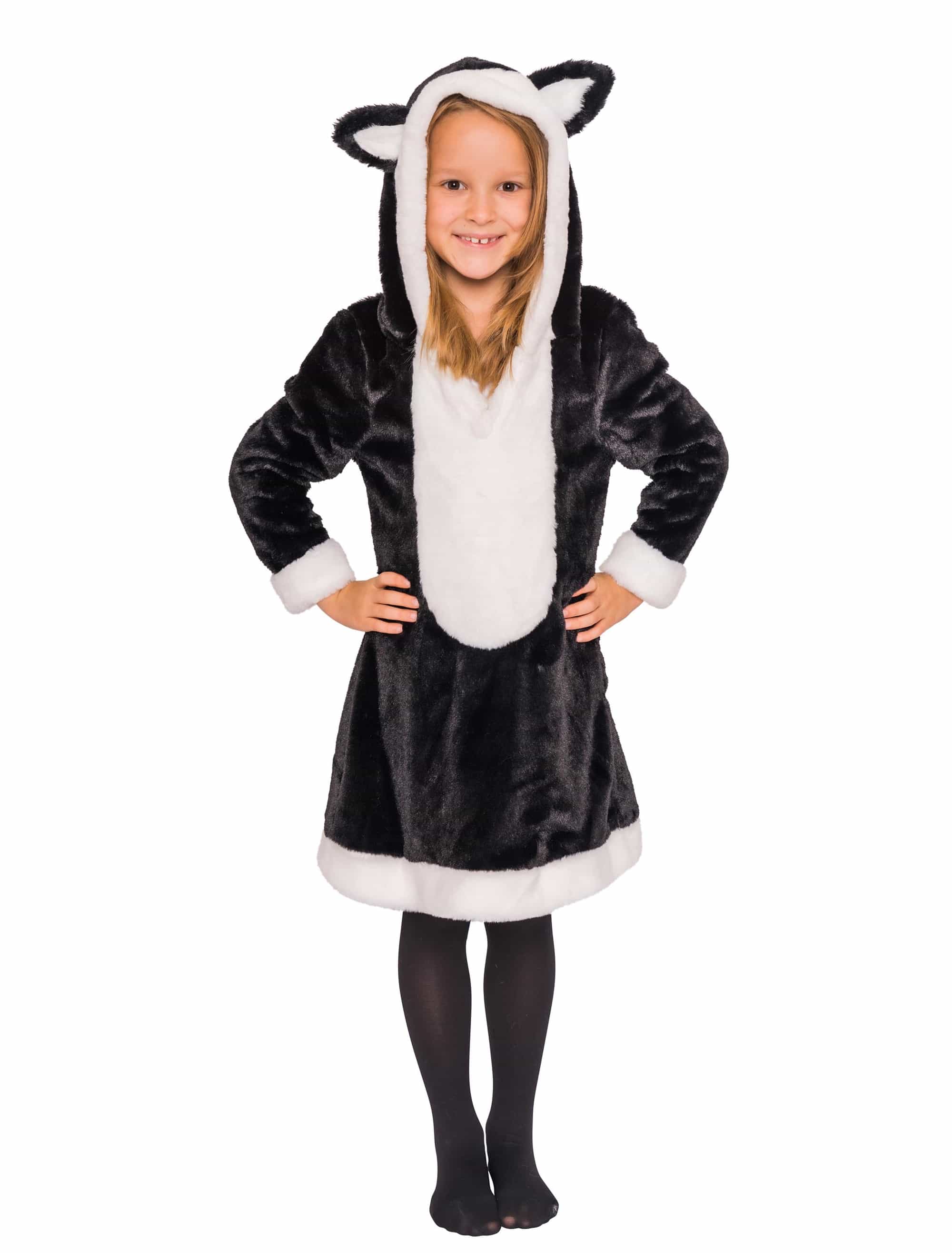Kleid Katze Kinder Plüsch Mädchen schwarz 104
