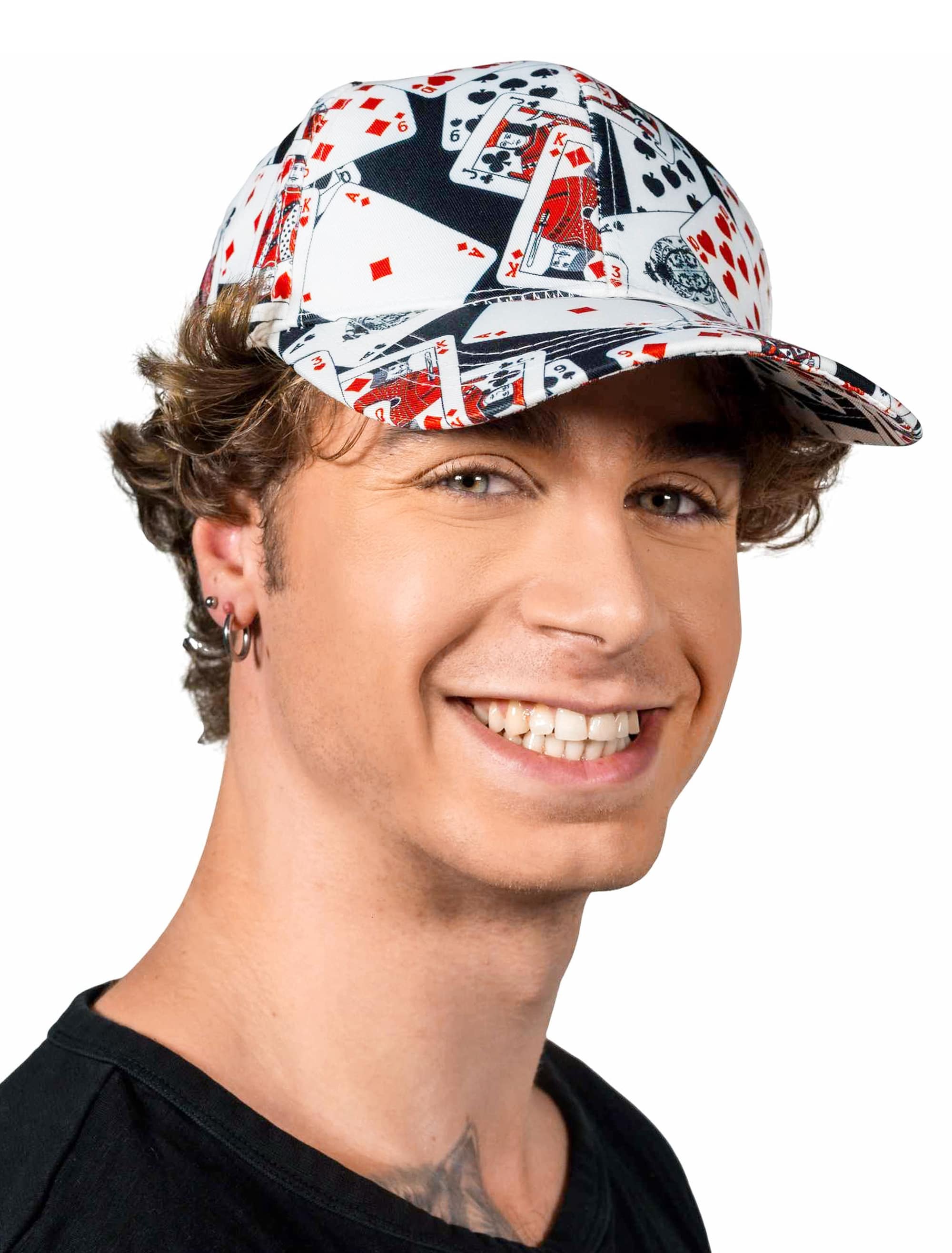 Baseballcap Spielkarten schwarz/weiß/rot
