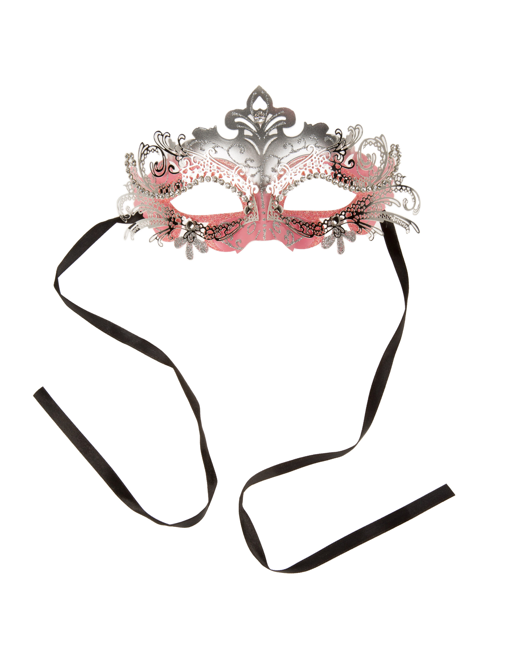 Maske mit Kristallen pink/silber