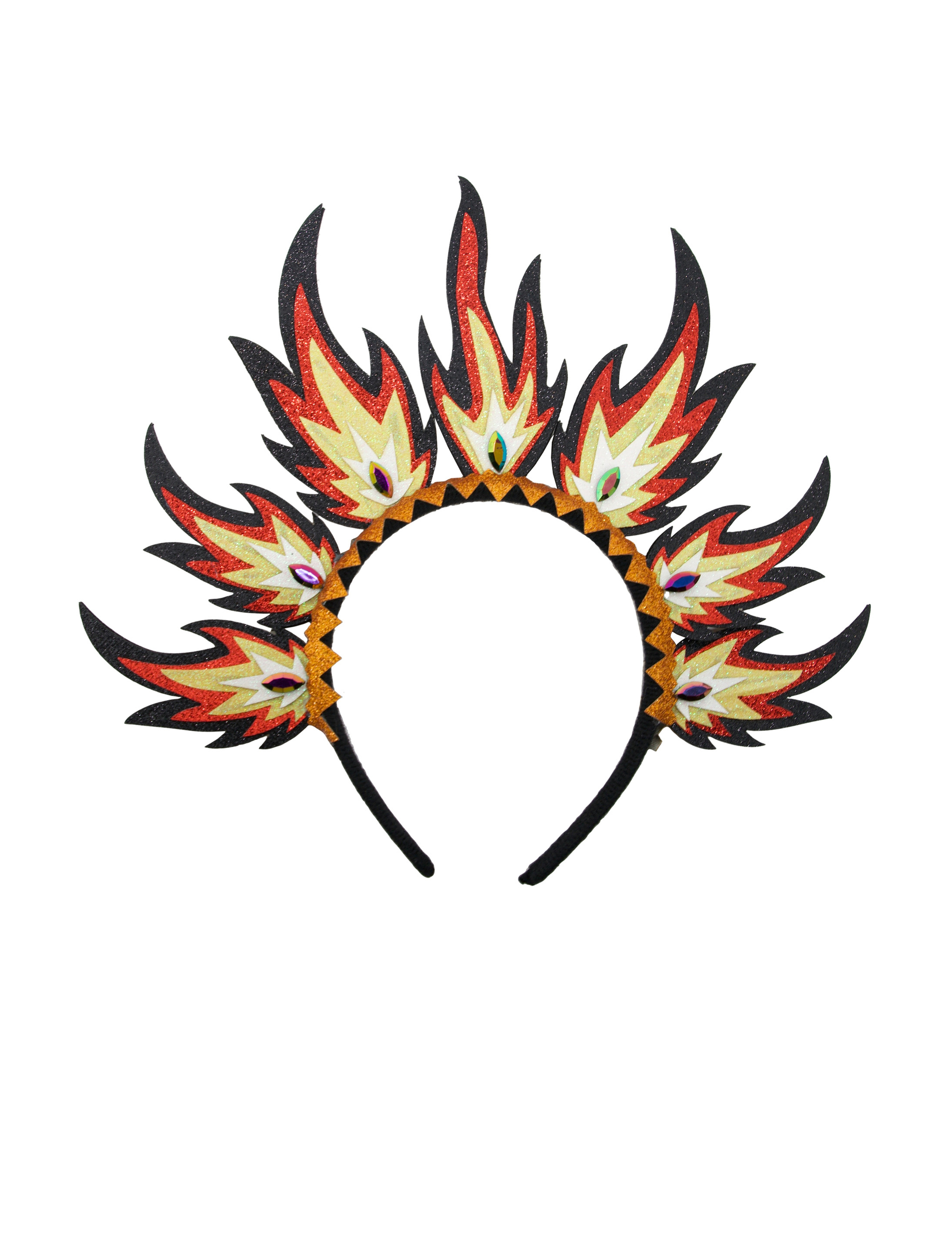 Haarreif Flammen mit Steinen schwarz/weiß/rot