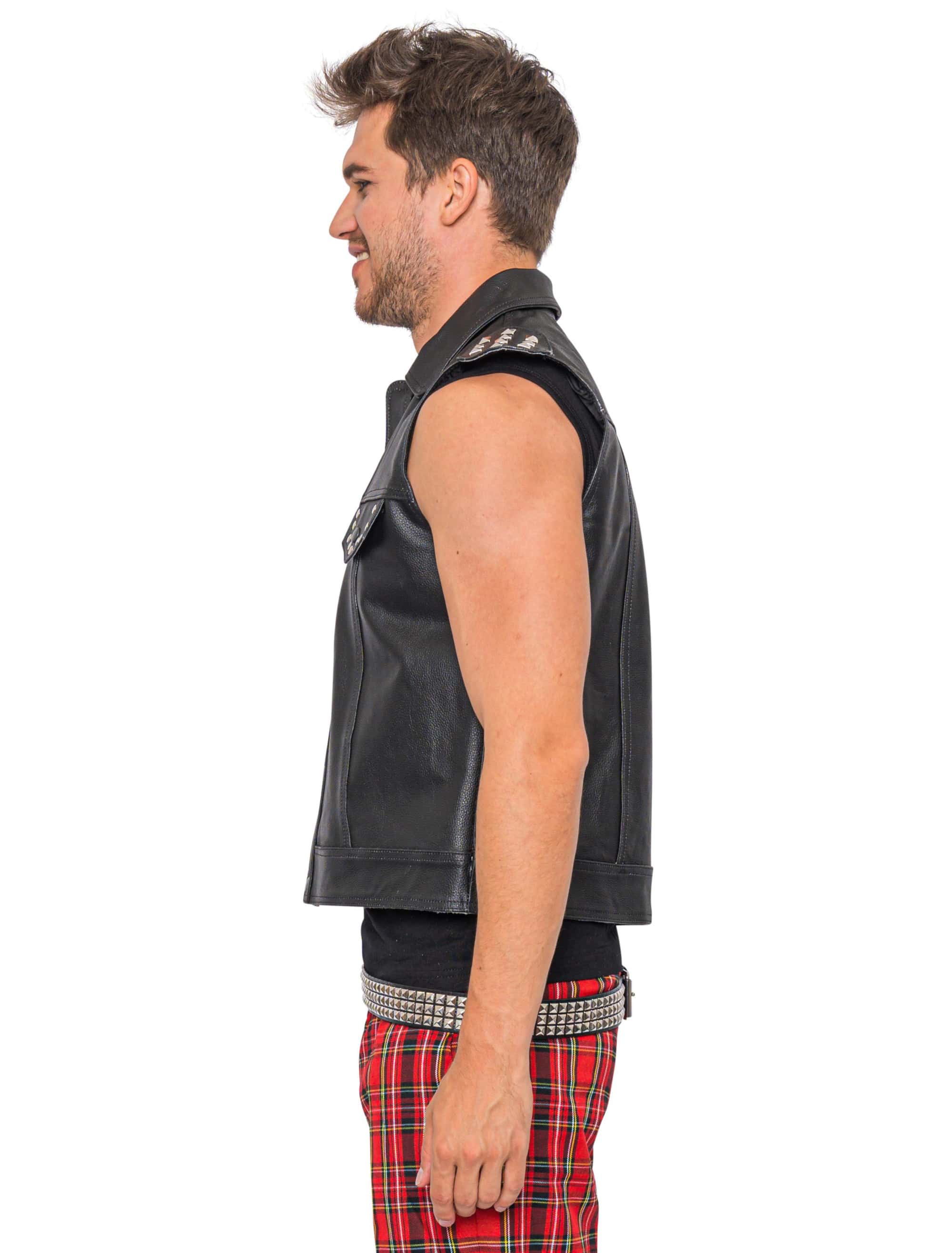 Lederweste Rocker Herren schwarz XS