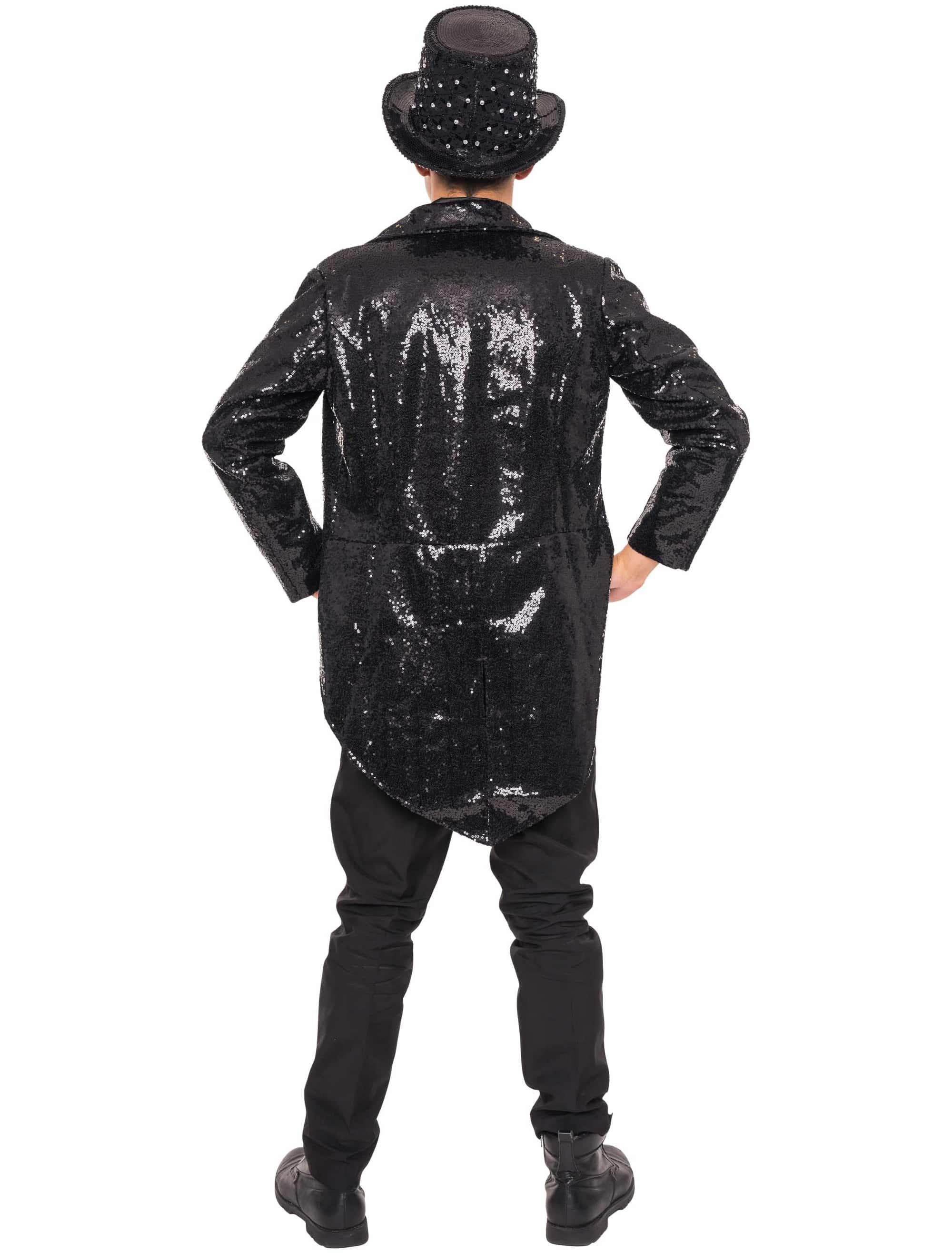 Frack Pailletten Herren schwarz S