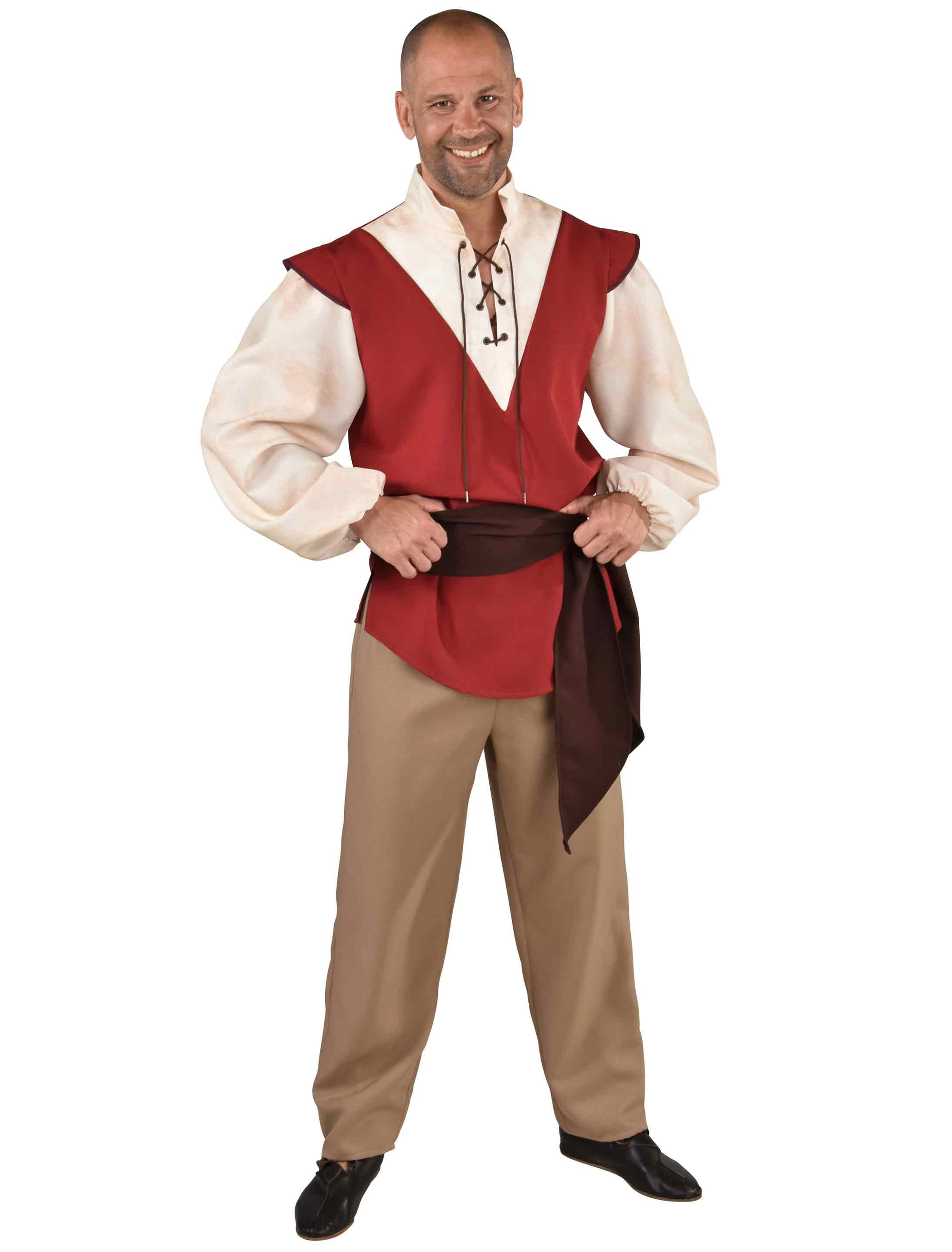 Bauer Mittelalter 2-tlg. braun/rot S