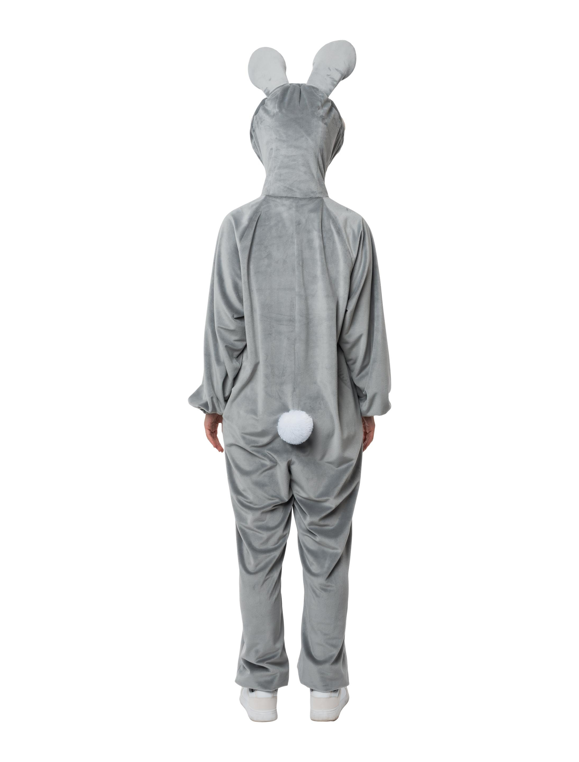 Overall Hase Plüsch grau S/M