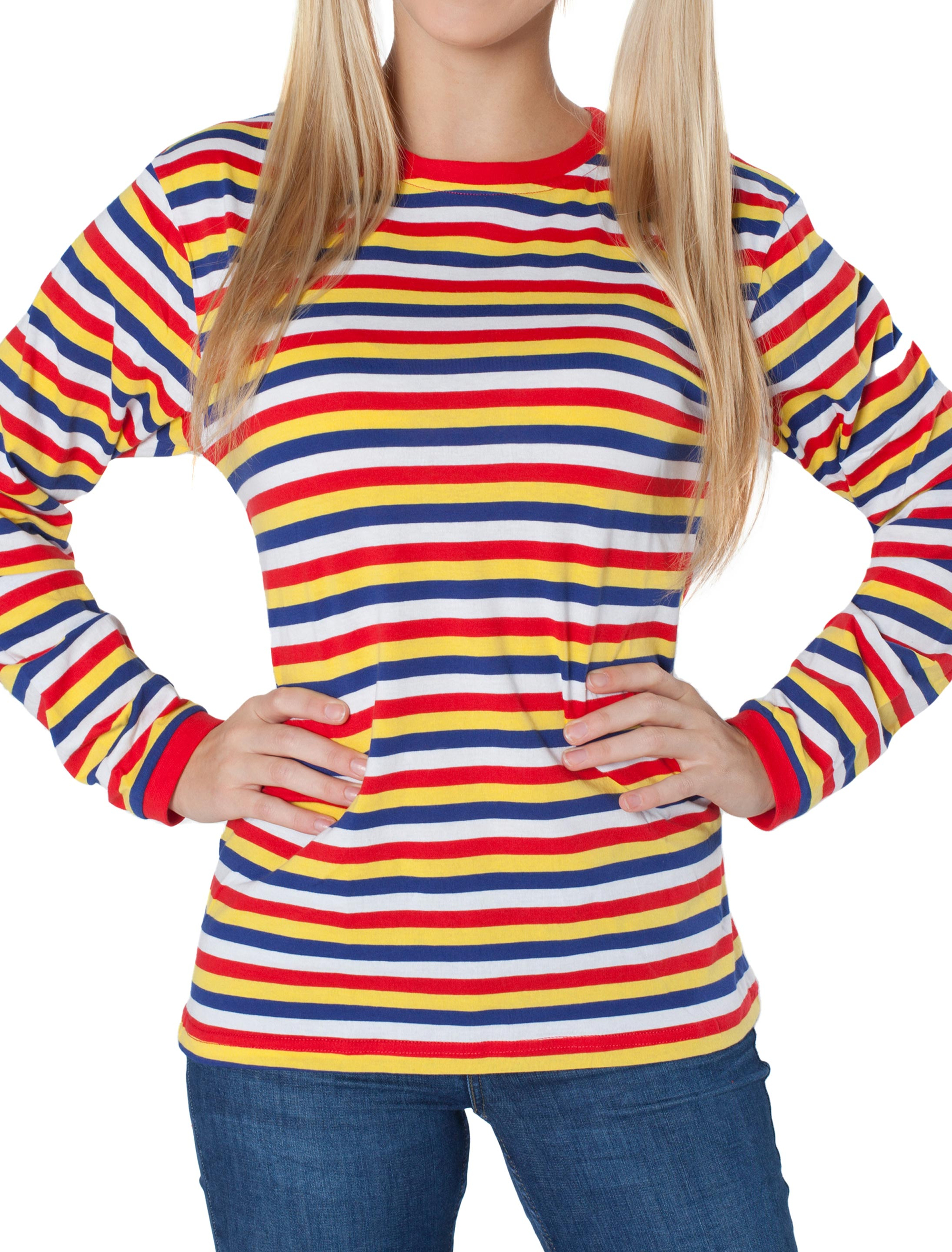 Ringelpulli langarm Unisex rot/weiß/blau/gelb L