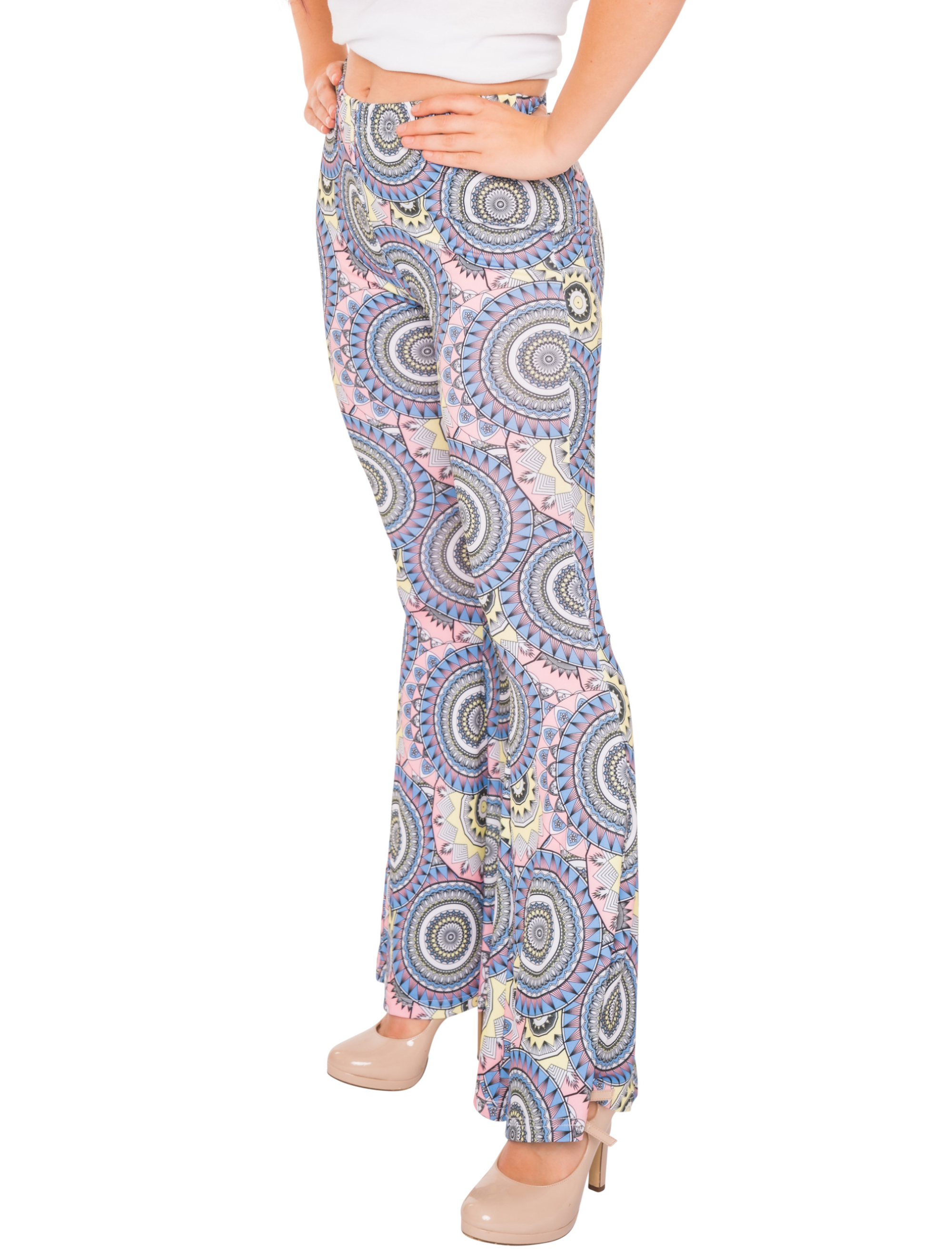 Hose 70er Jahre Damen mit Kreisen mehrfarbig S/M