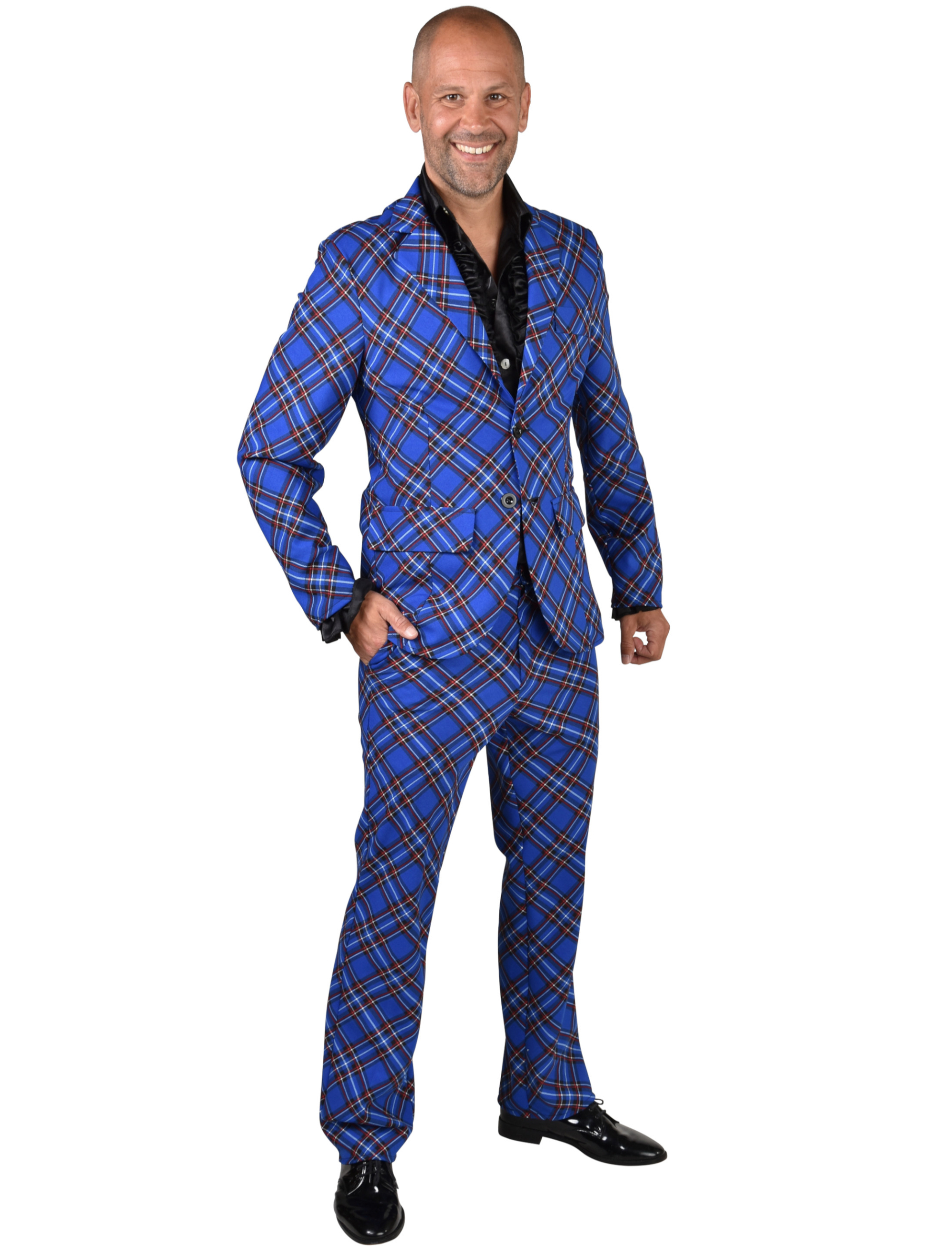 Anzug Karo 2-tlg. Herren blau XL