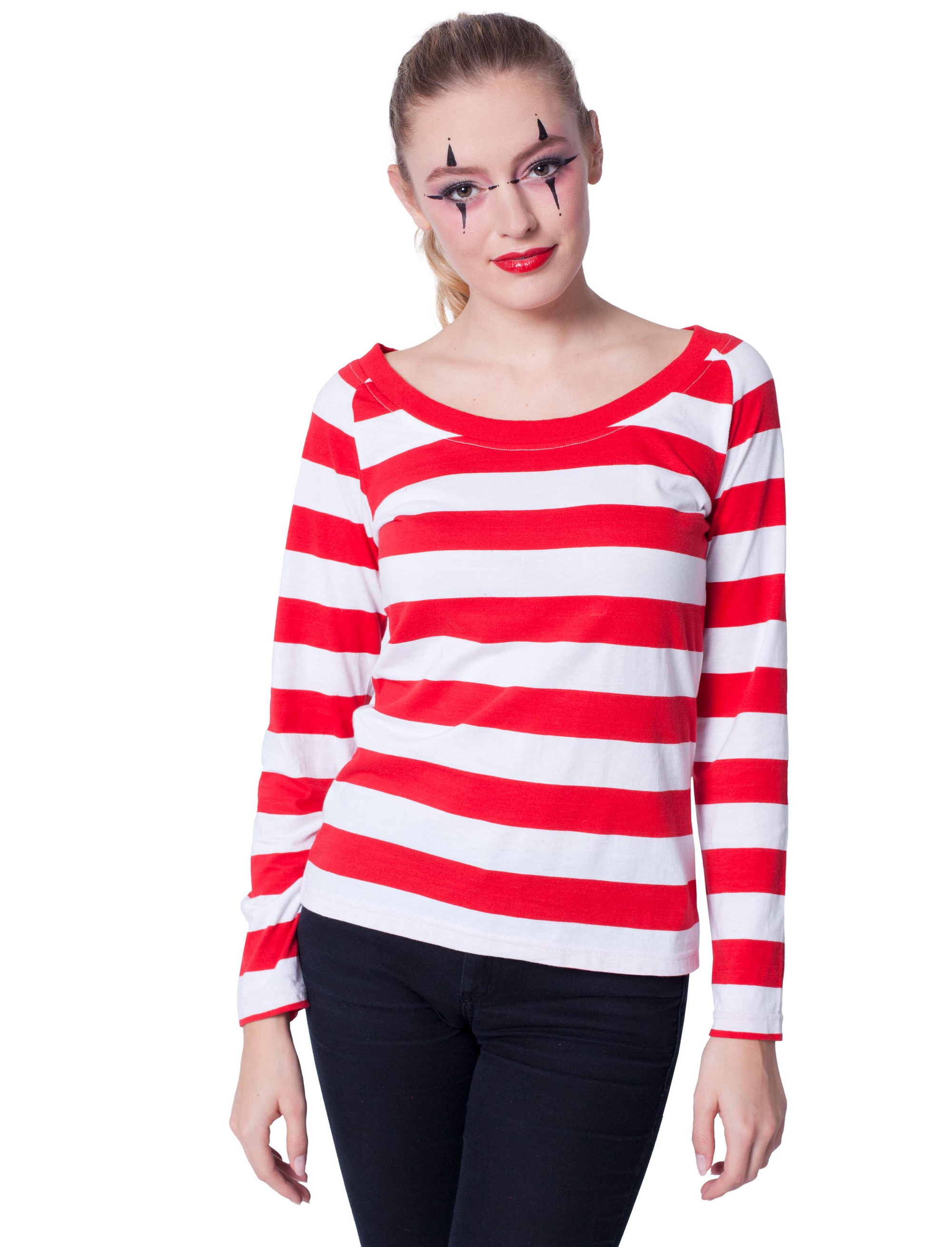 Lady-Ringelshirt kurzarm Damen rot/weiß 2XL