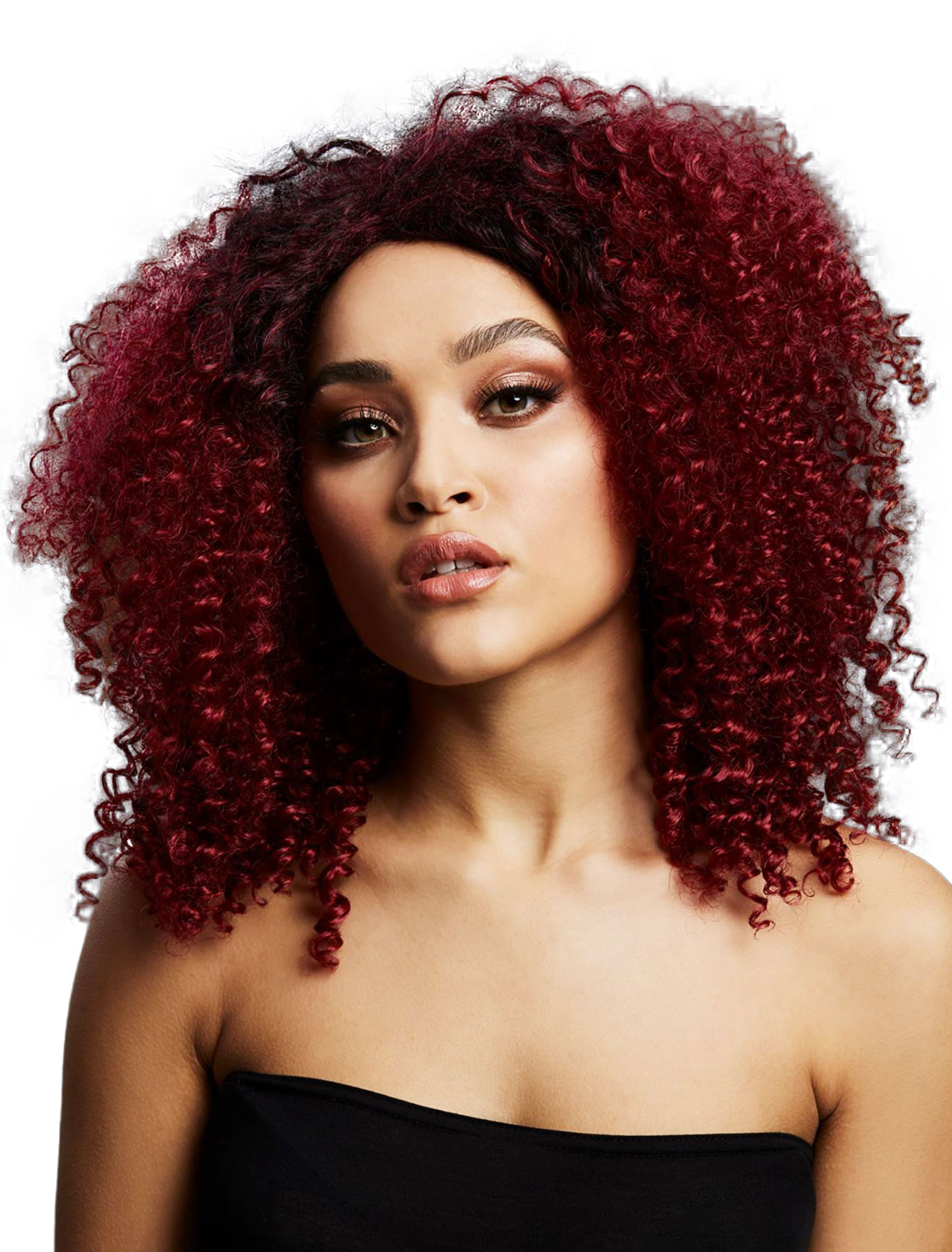 Perücke lang kleine Locken violett