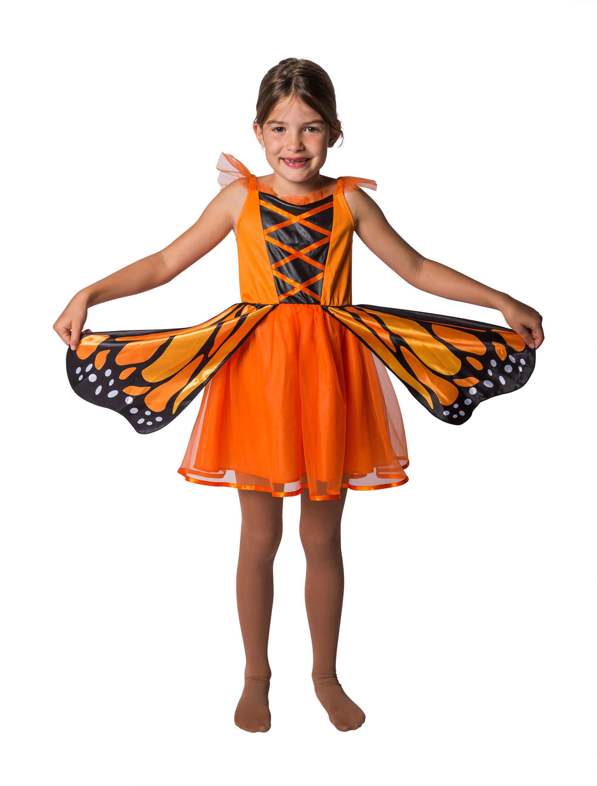 Kleid Schmetterling Kinder orange 9-10 Jahre